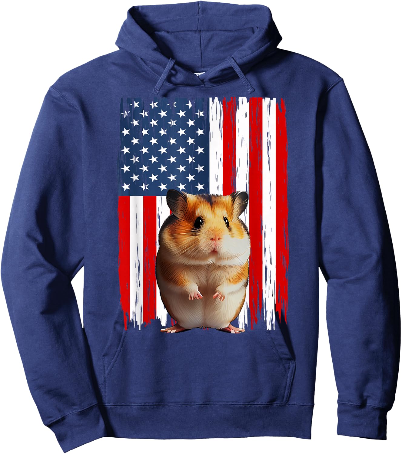 Patriotic Hamster American Flag 4th Of July Men Women Hoodie - Hoodie | Navy