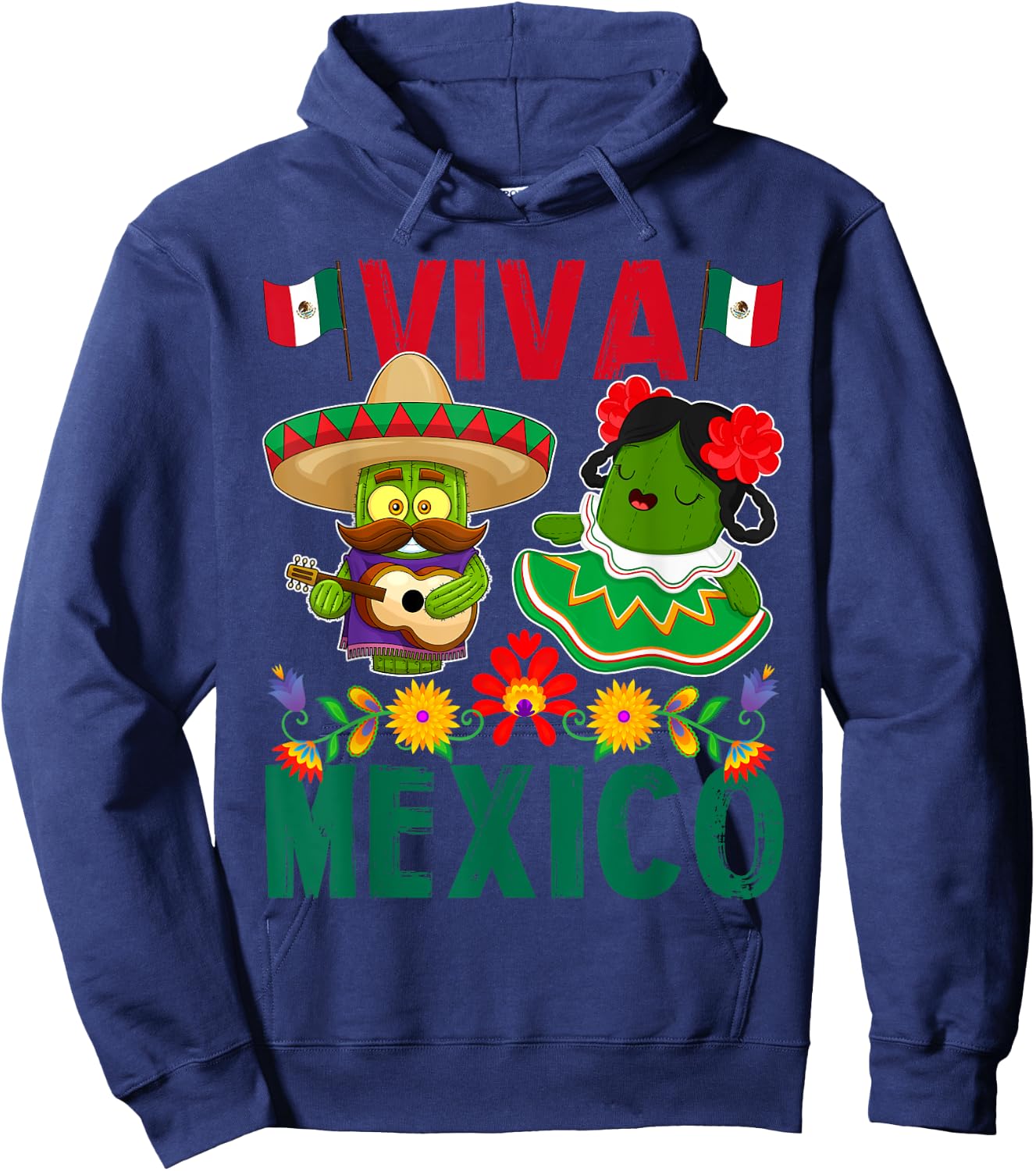 Viva Mexico Mexican Independence Day Mexican Flag Guitar Hoodie - Hoodie | Navy