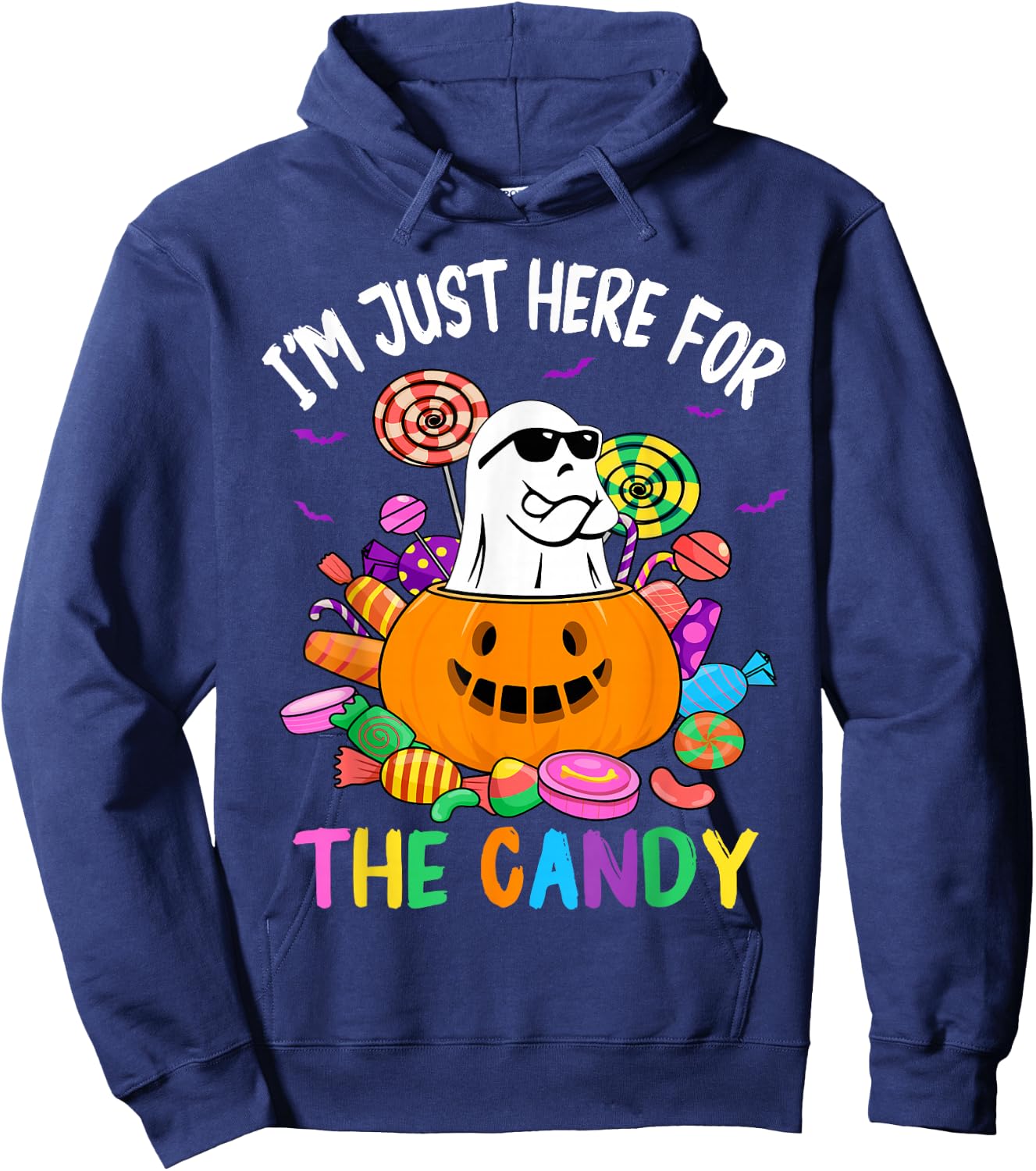 I'm Just Here For The Candy Funny Ghost halloween Hoodie - Hoodie | Navy