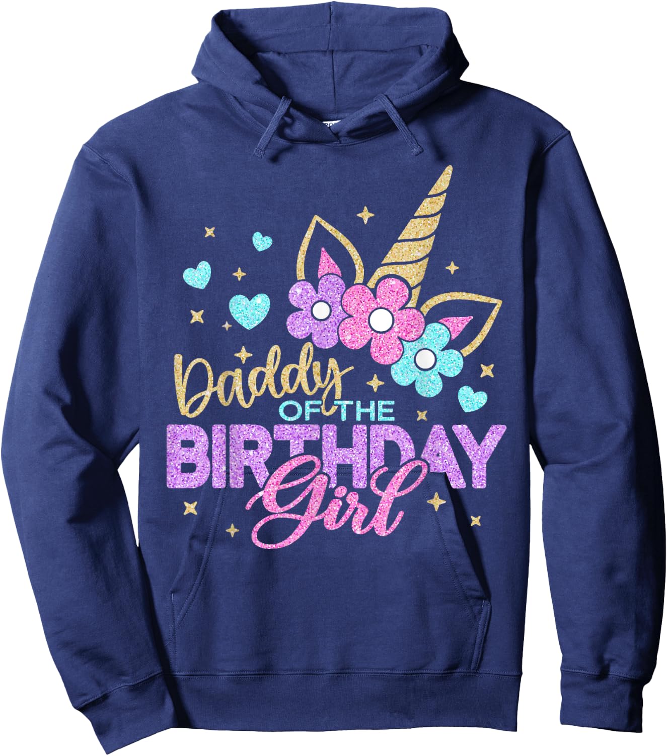 Daddy of the Birthday Princess Girl Dad Unicorn Bday Party Hoodie - Hoodie | Navy