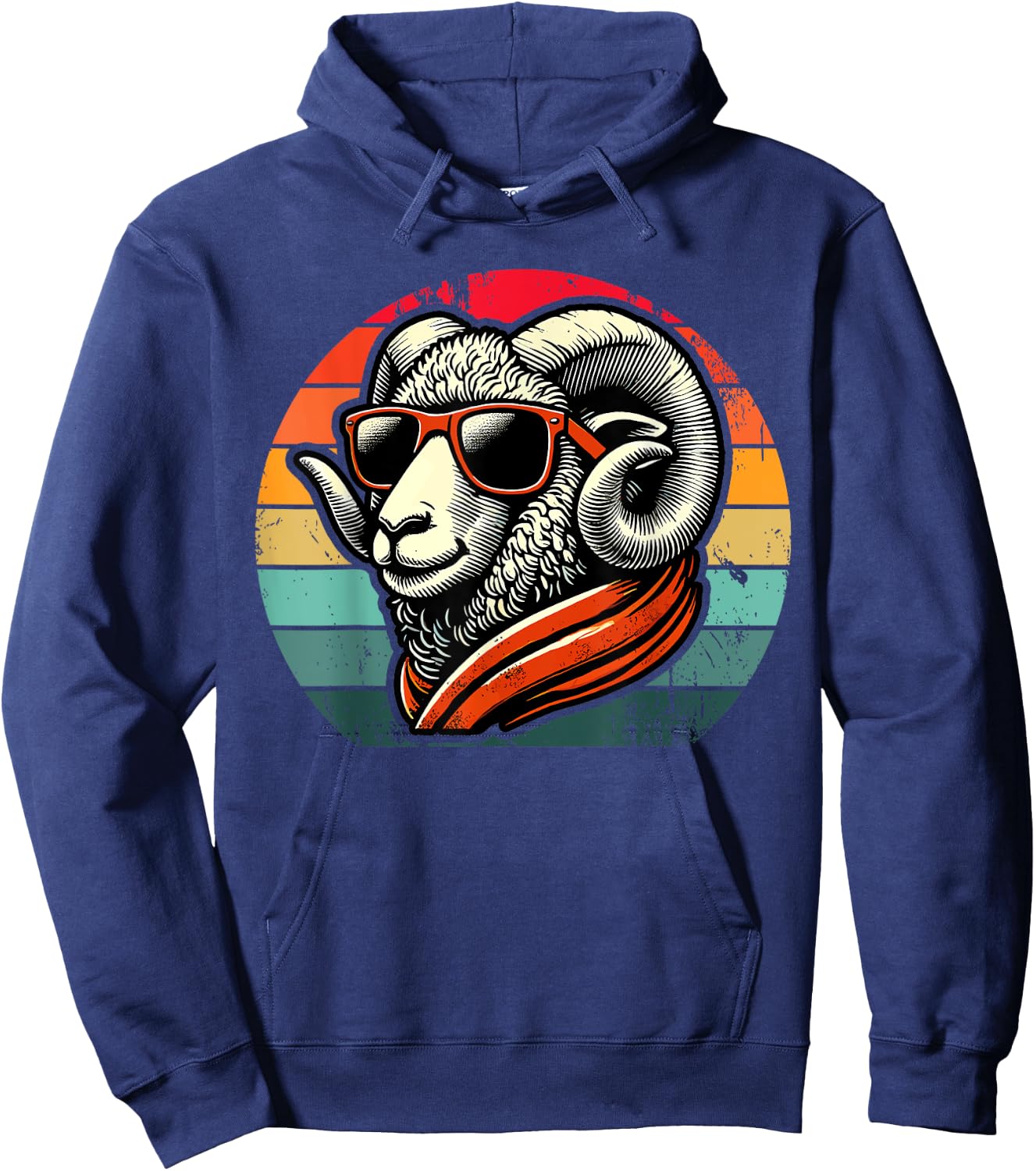 Retro Ram in Sunglasses Men Women Kids Novelty Funny Ram Hoodie - Hoodie | Navy