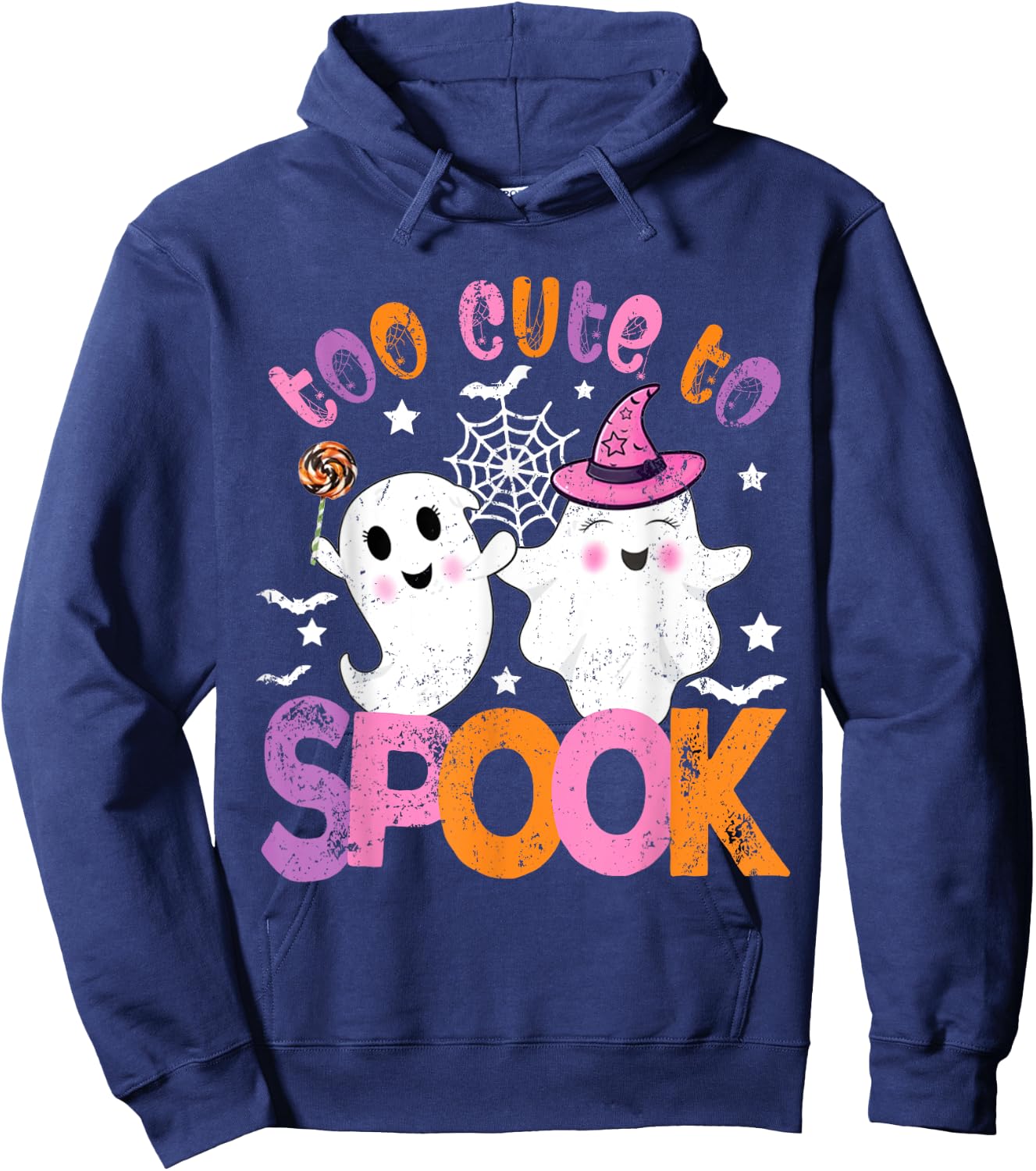 Kawaii Halloween Ghost Costume Too Cute To Spook Girl Kids Hoodie - Hoodie | Navy