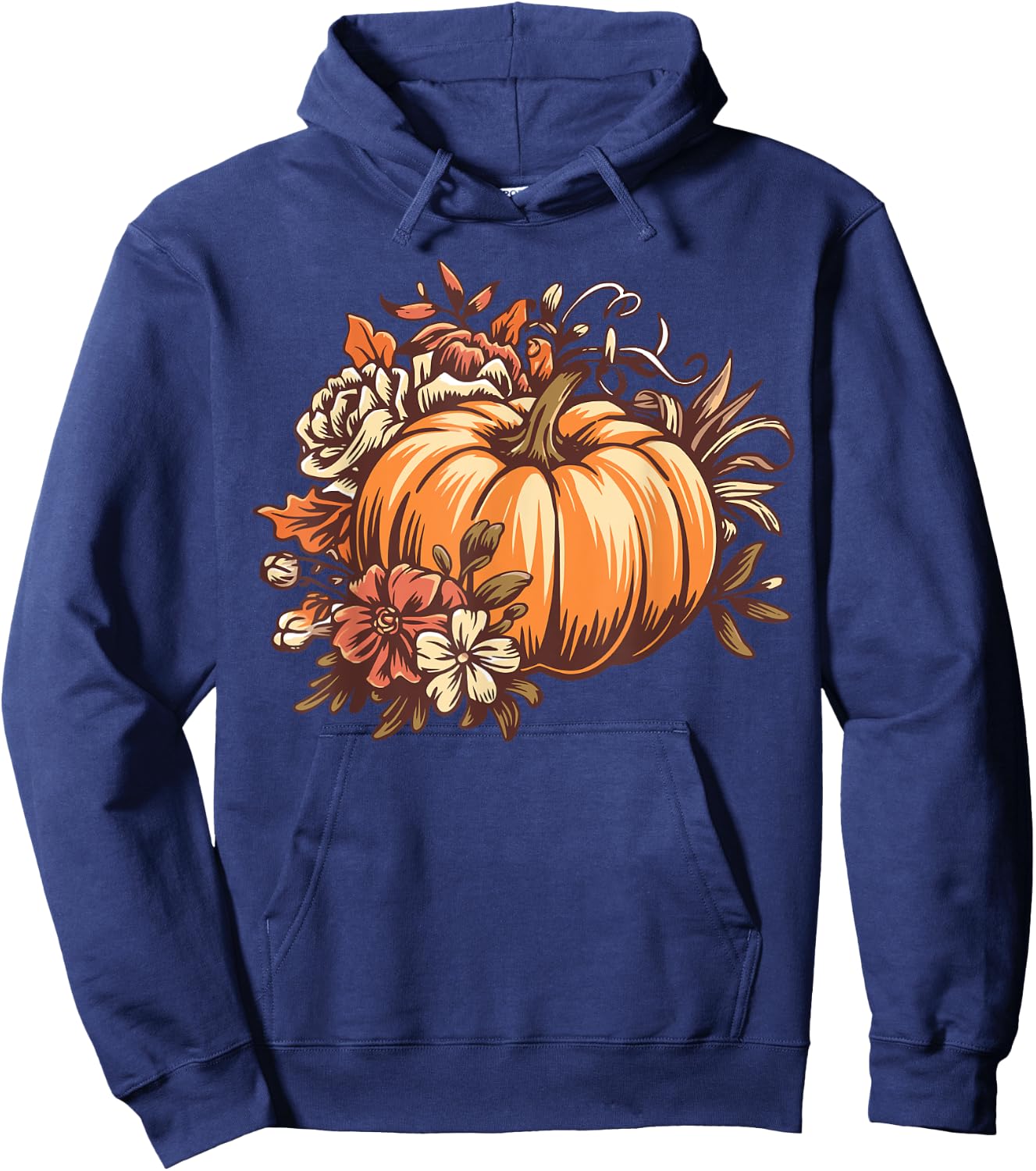 Fall Shirt Women Vintage Pumpkin Autumn Graphic Thanksgiving Hoodie - Hoodie | Navy
