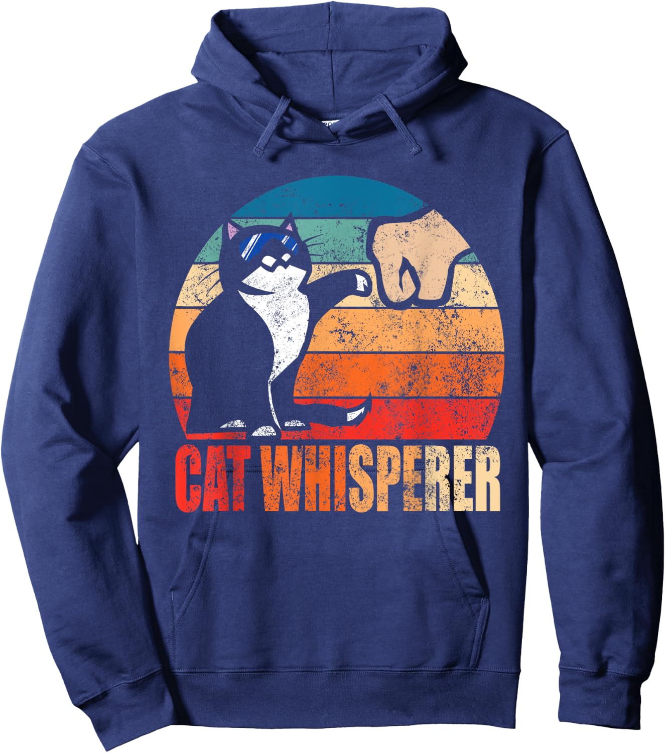 Funny Retro Best Cat Whisperer with Fist Bump Gift Men Women Hoodie - Hoodie | Navy