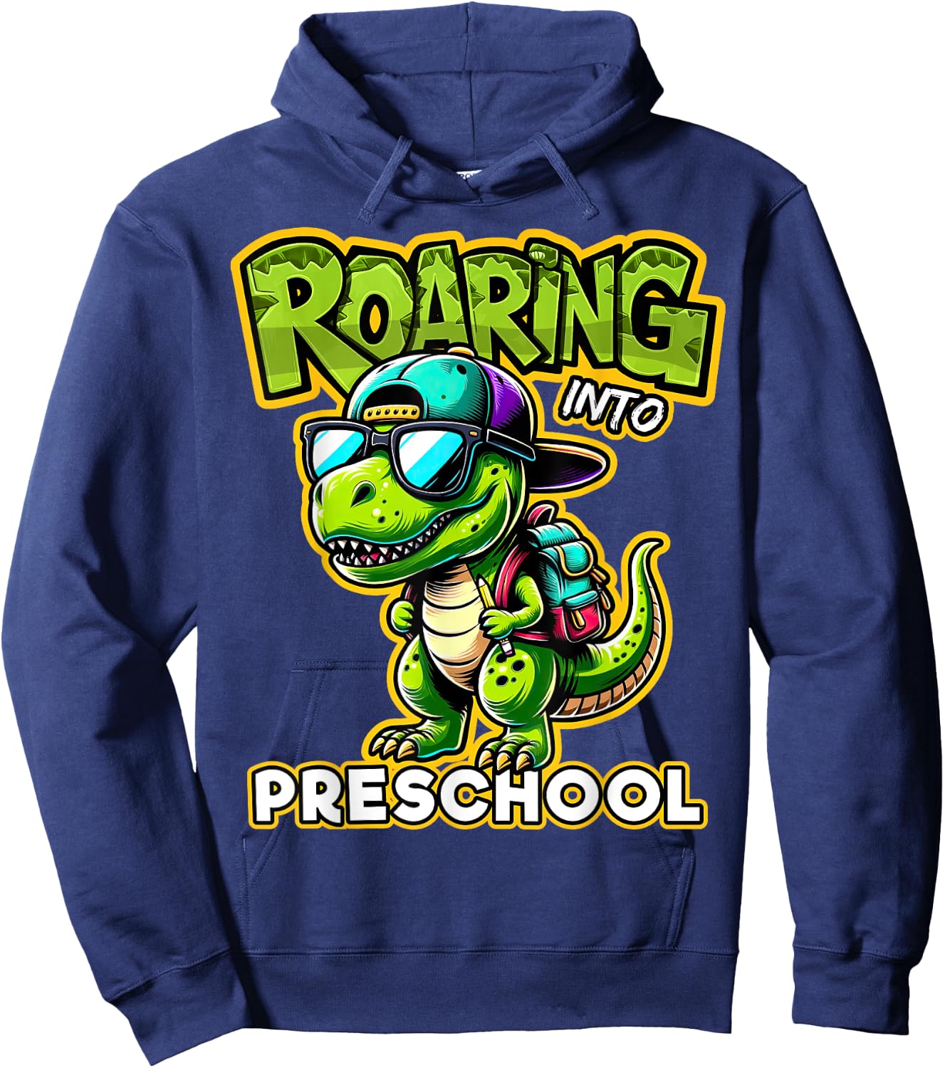 Back to School Preschool Dinosaur First Day of School Boy Hoodie - Hoodie | Navy