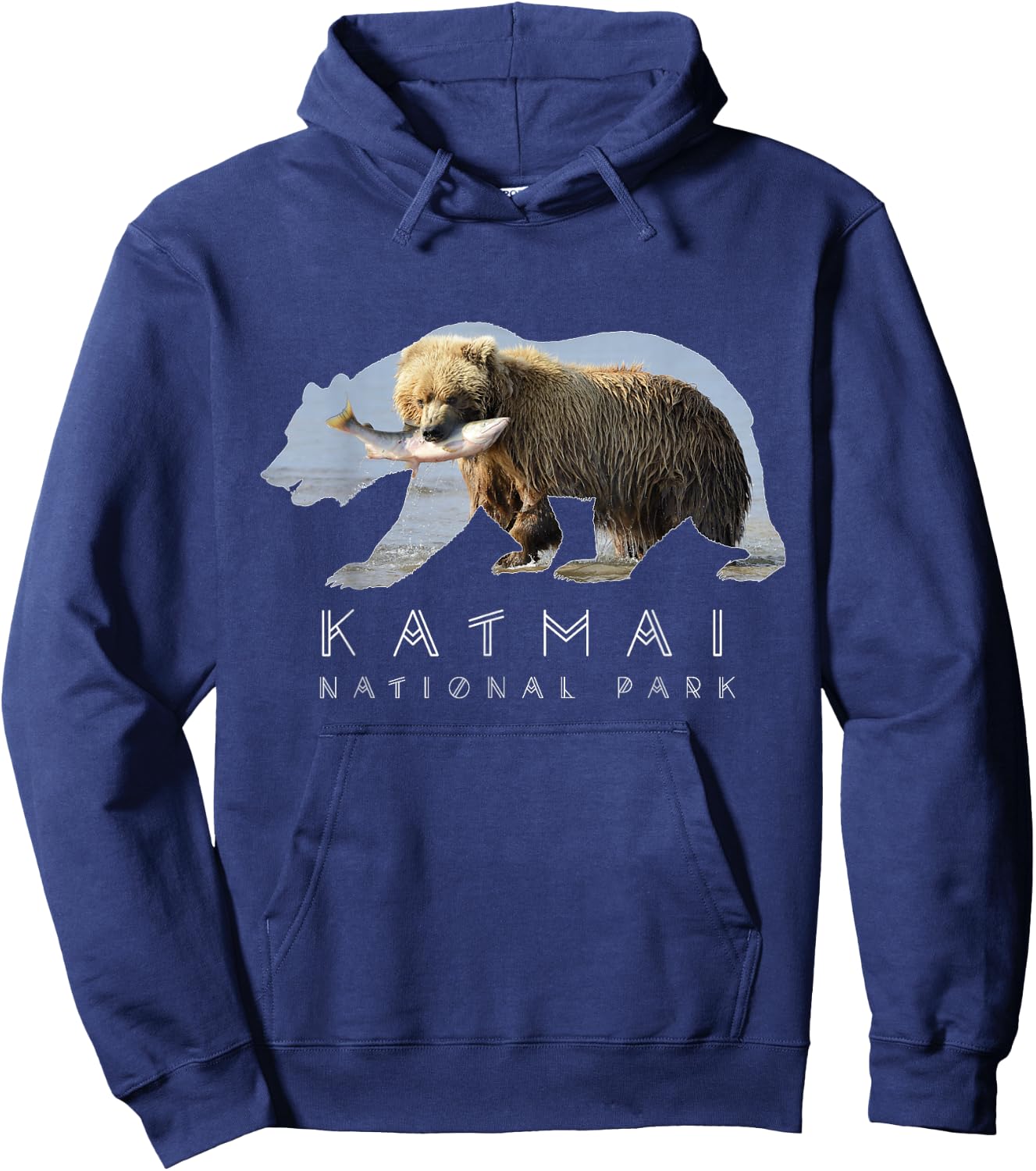 Alaskan Bear Katmai National Park Lake Image Alaska Souvenir Hoodie - Hoodie | Navy