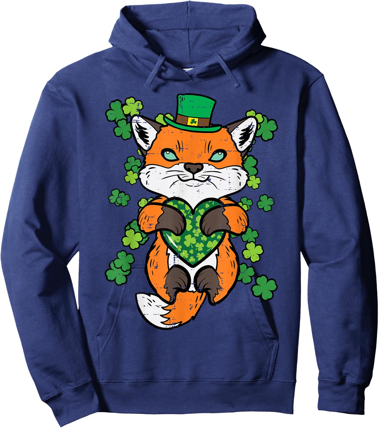 St Patricks Day Fox Saint Pattys Paddys Irish Women Kids Men Hoodie - Hoodie | Navy