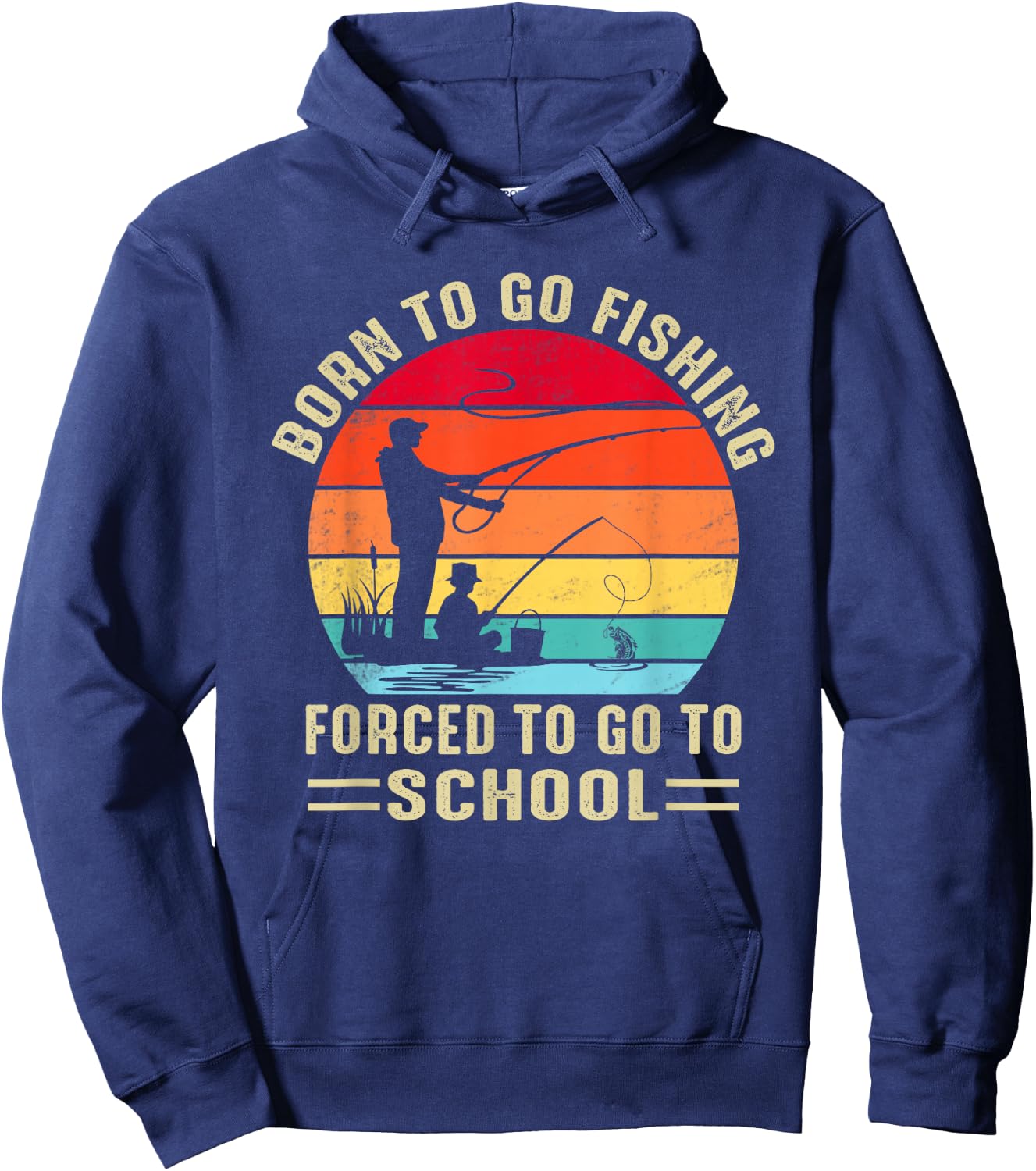 Funny Born To Go Fishing Bass Fish Fisherman Boys Hoodie - Hoodie | Navy