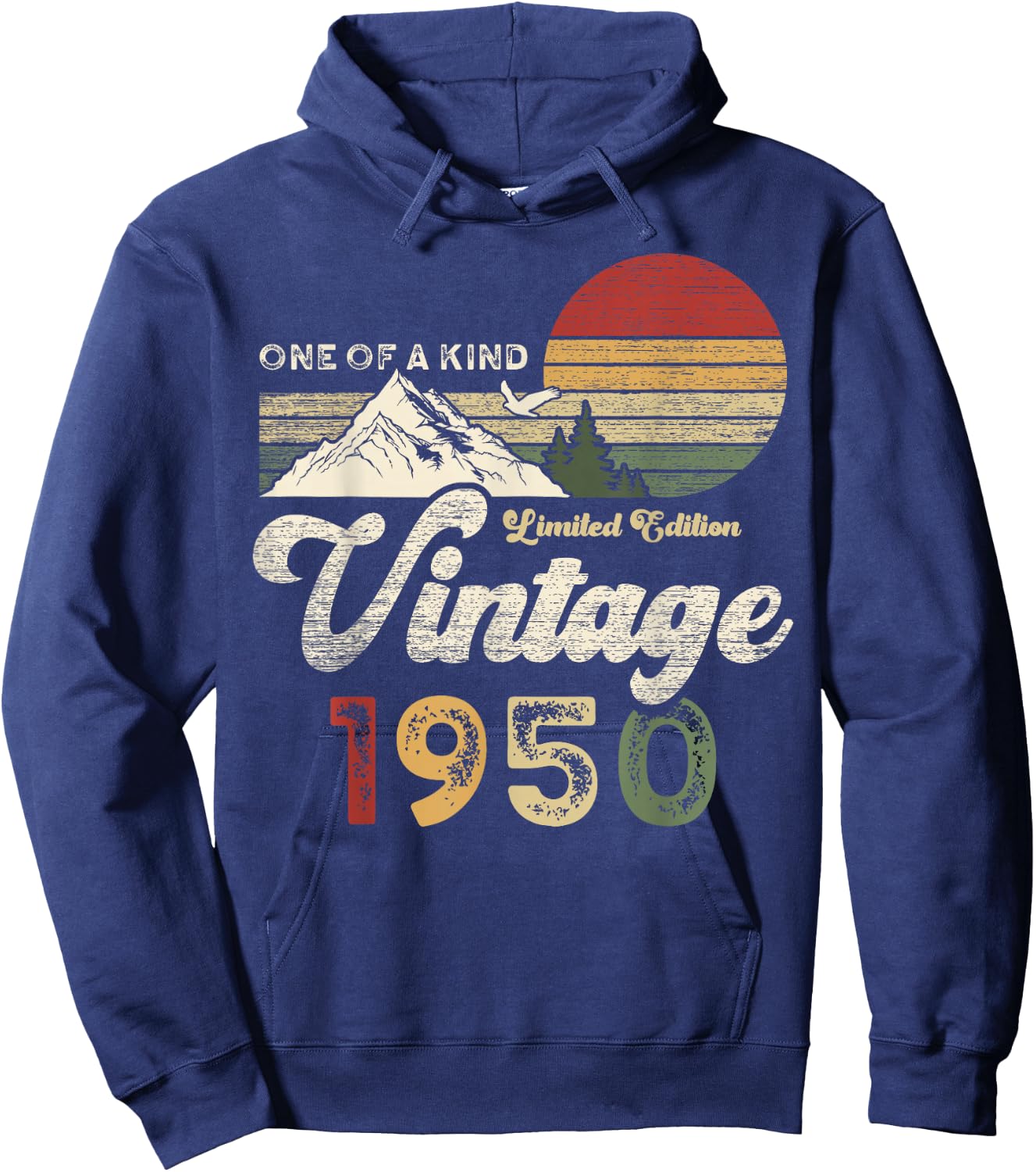 Vintage 1950 Birthday 75 Years Old Retro Eagle Mountains Hoodie - Hoodie | Navy