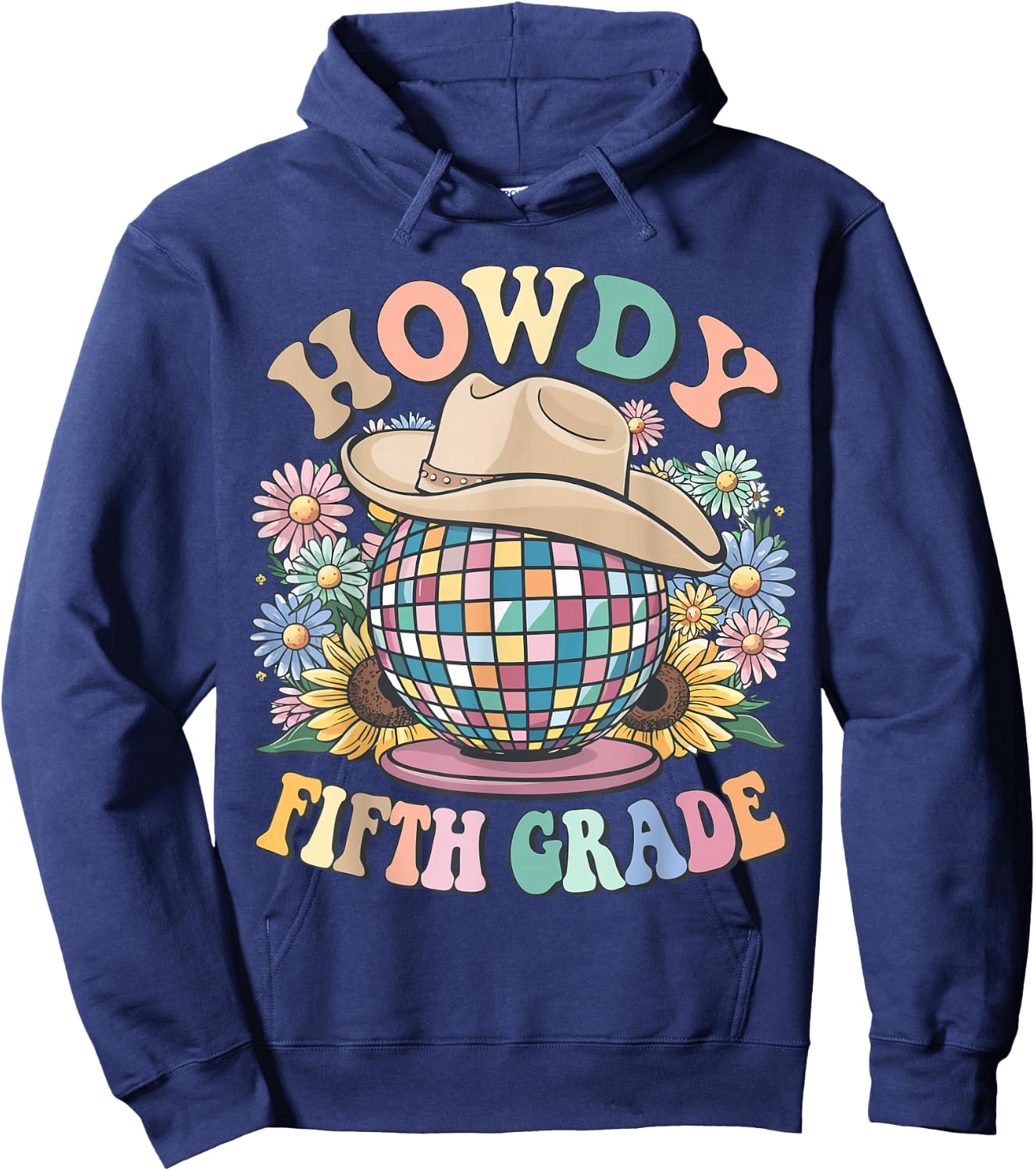 Howdy Fifth Grade Cowgirl Western 5th Grade Back to School Hoodie - Hoodie | Navy