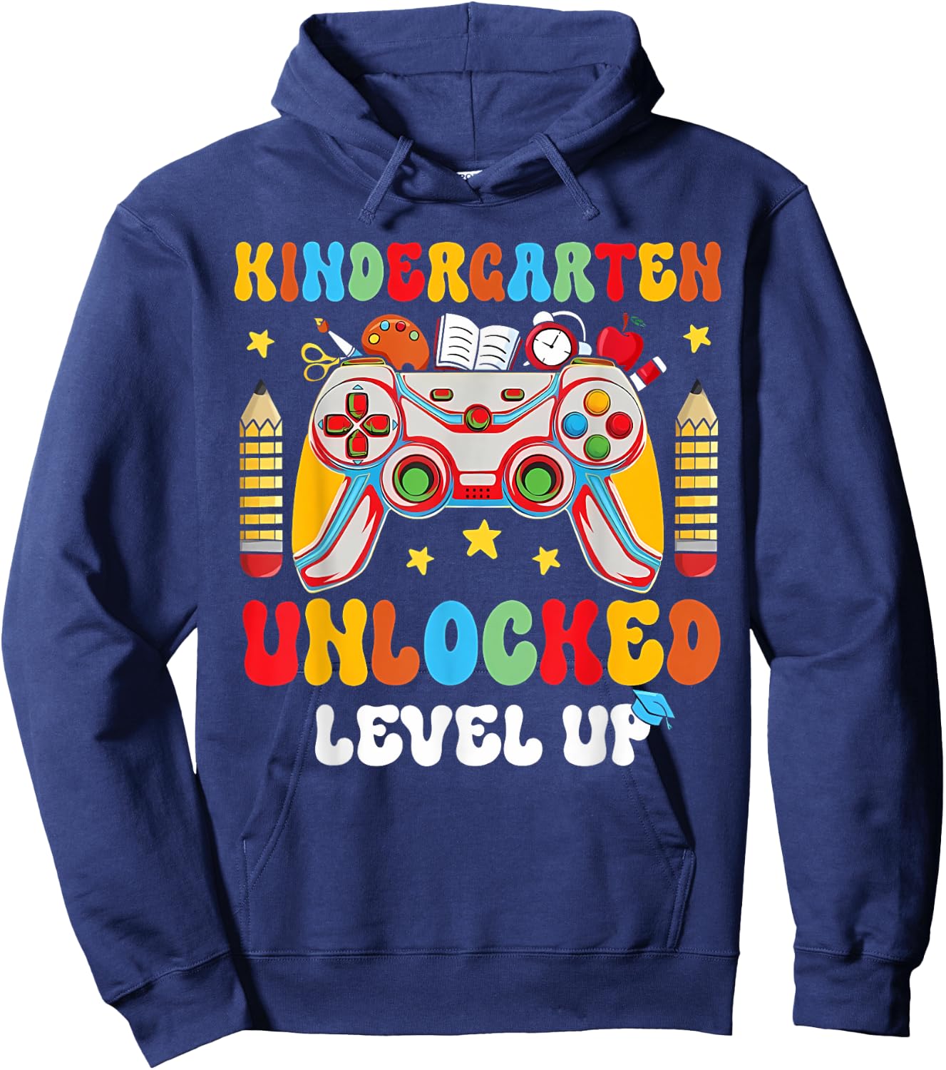 Kindergarten level up unlocked First Day of School Game Boys Hoodie - Hoodie | Navy