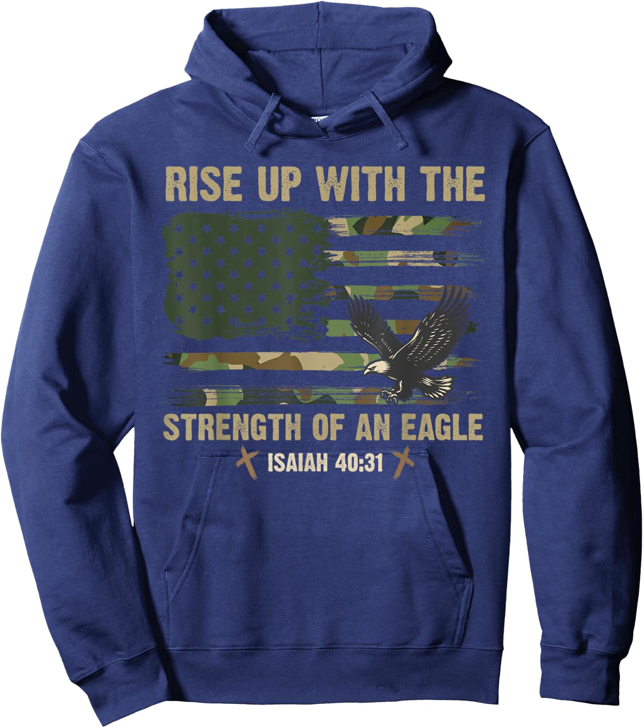 Rise Up With The Strength Of An Eagle USA Camo Flag Jesus Hoodie - Hoodie | Navy