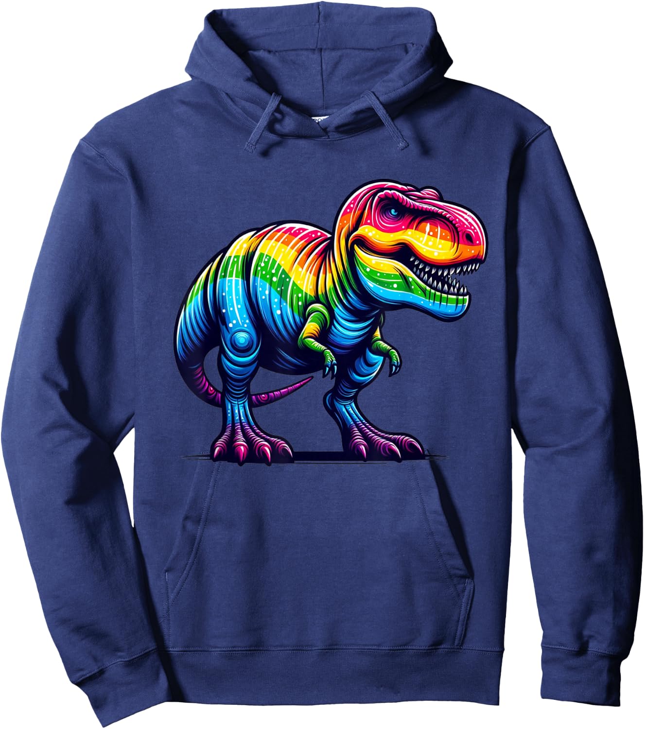 Rainbow T-Rex Dinosaur Lovers Tyrannosaurus Rex Rainbow Hoodie - Hoodie | Navy