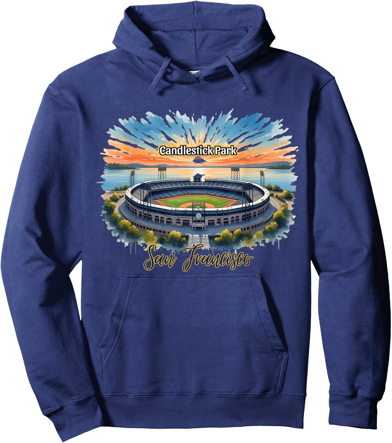 Candlestick Park San Francisco Sunset Baseball Stadium Hoodie - Hoodie | Navy