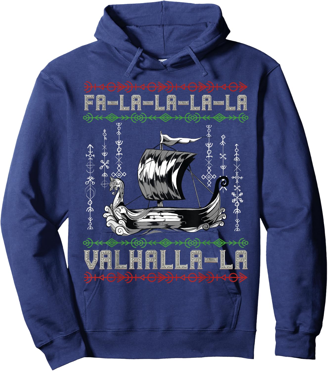 Viking Pagan Christmas - Norse Ship - Viking Longship Hoodie - Hoodie | Navy