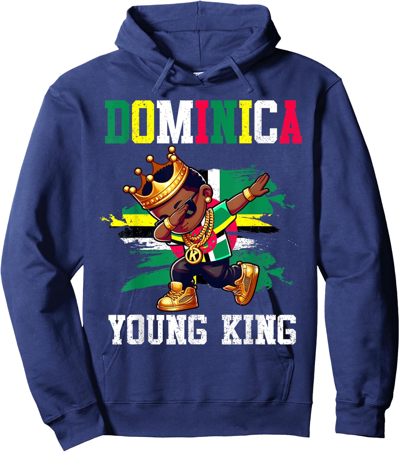 Dominica Young King Dominician Boy Proud Dominician Flag Hoodie - Hoodie | Navy