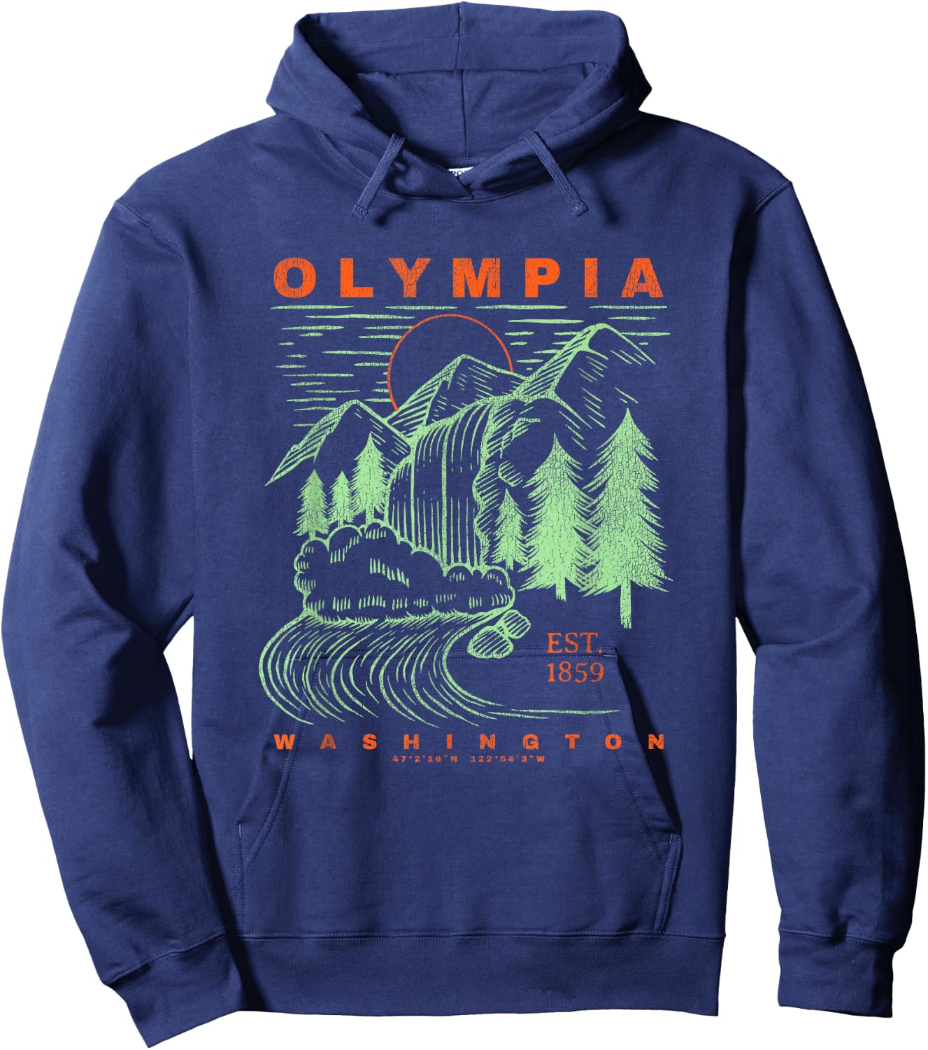 Olympia Washington Cool Travel Souvenir Rustic Olympia Hoodie - Hoodie | Navy