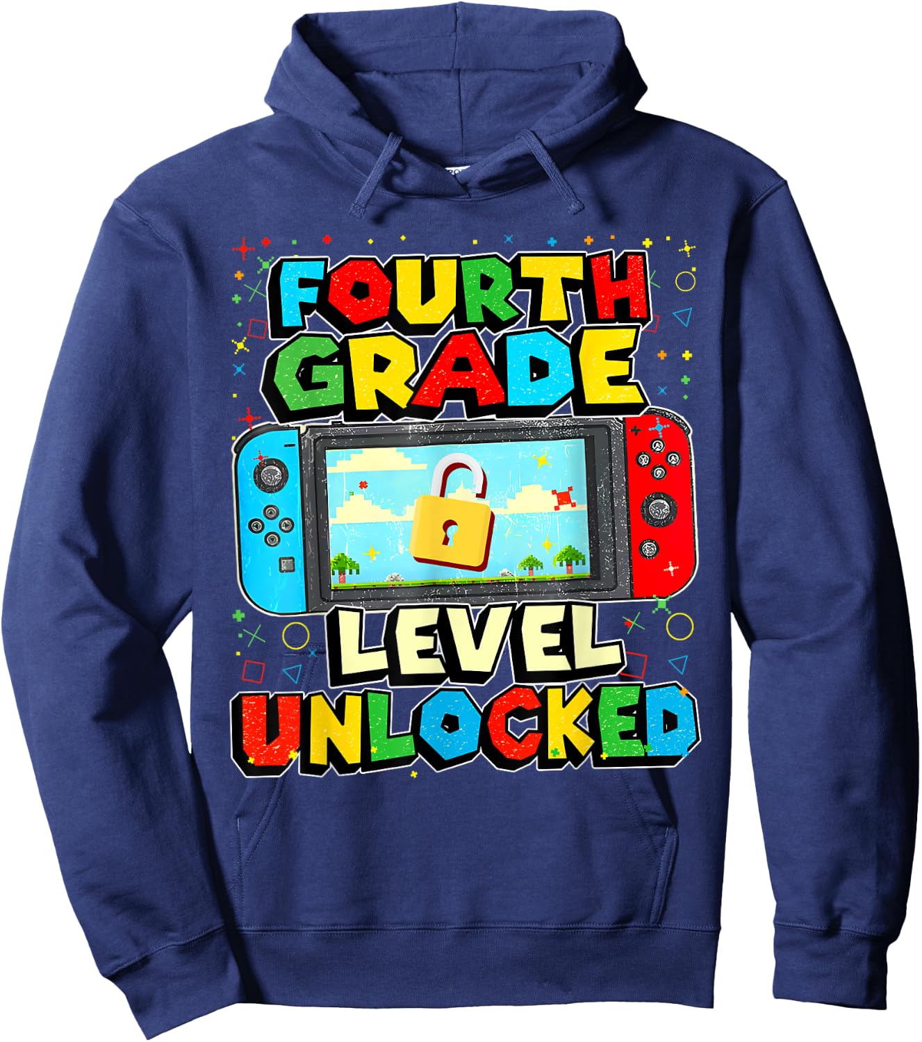 4th Grade Level Unlocked Funny Gamer Boys Back To School Hoodie - Hoodie | Navy