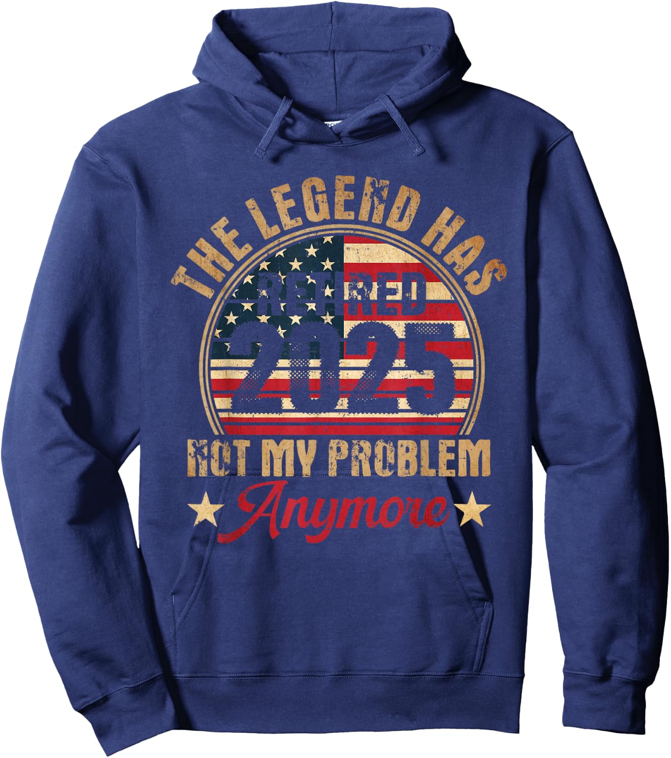 Legend Has Retired 2025 Funny Retirement 2025 American Flag Hoodie - Hoodie | Navy