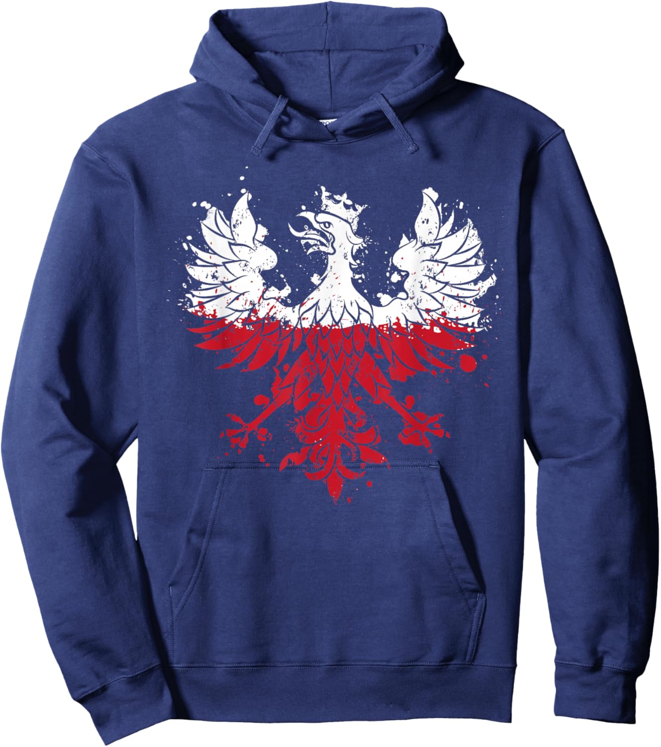 POLISH Eagle, Poland Pride, White Red Flag, Novelty Hoodie - Hoodie | Navy