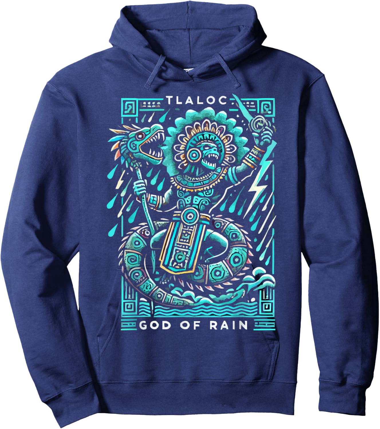 Aztec God Aztec Culture Mayan Indigenous Tlaloc Statue Hoodie - Hoodie | Navy