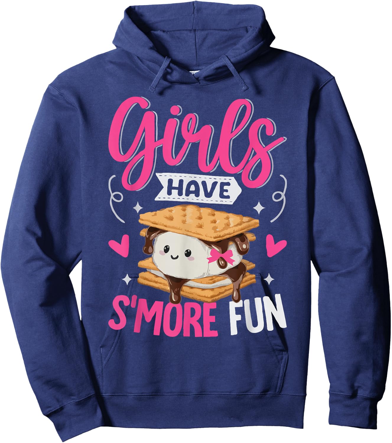 Camping Smores Girls have S'more Fun Cute Kawaii Smores Hoodie - Hoodie | Navy