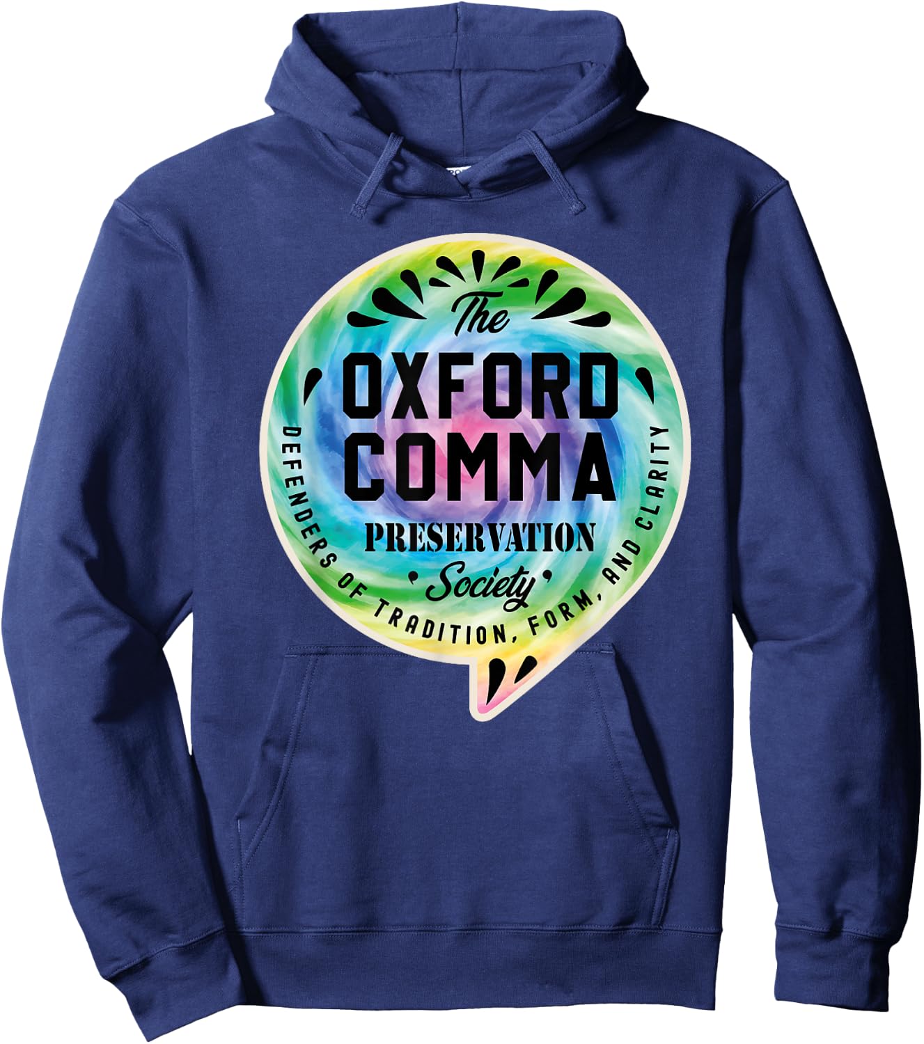 Oxford Comma Preservation Society Team Oxford Comma Tie Dye Hoodie - Hoodie | Navy