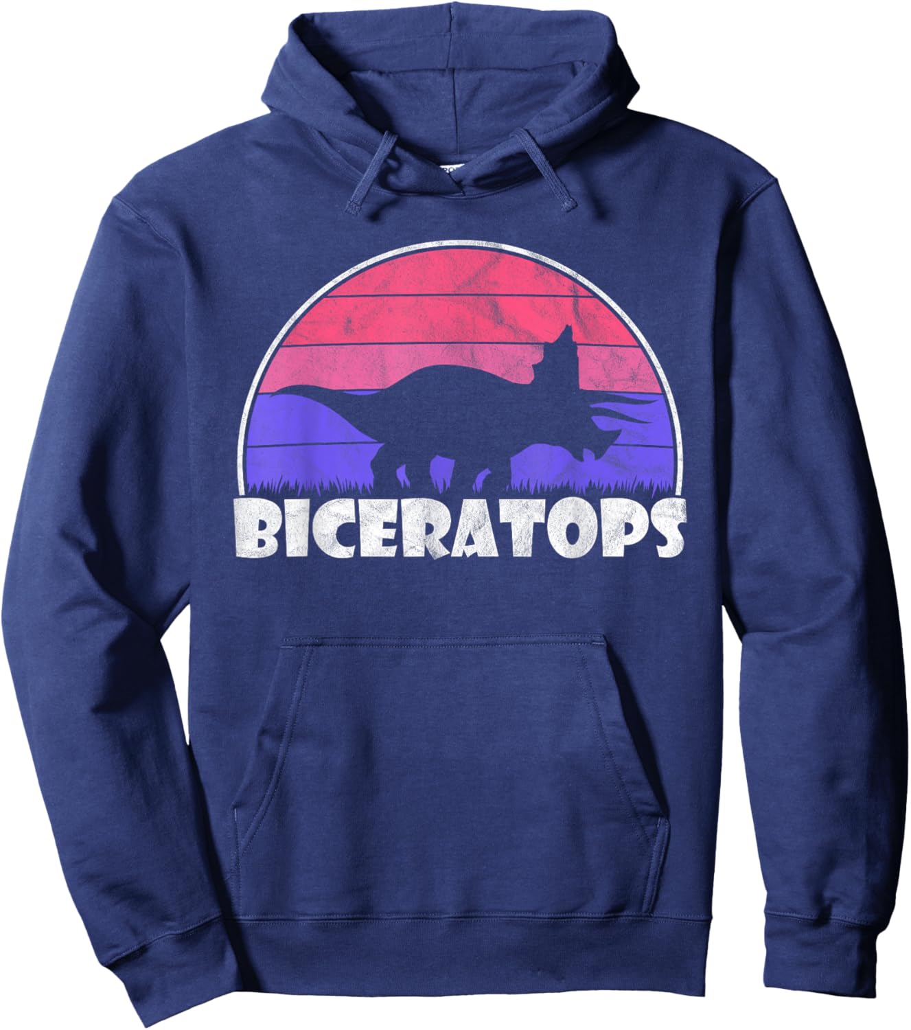 Biceratops - Gay Pride Lesbian Dinosaur Bisexual Distressed Hoodie - Hoodie | Navy