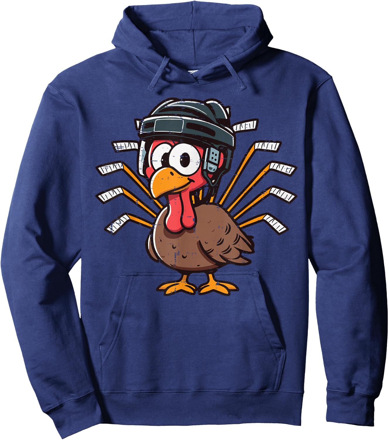Thanksgiving Ice Hockey Turkey Day Sport Men Boys Kids Youth Hoodie - Hoodie | Navy