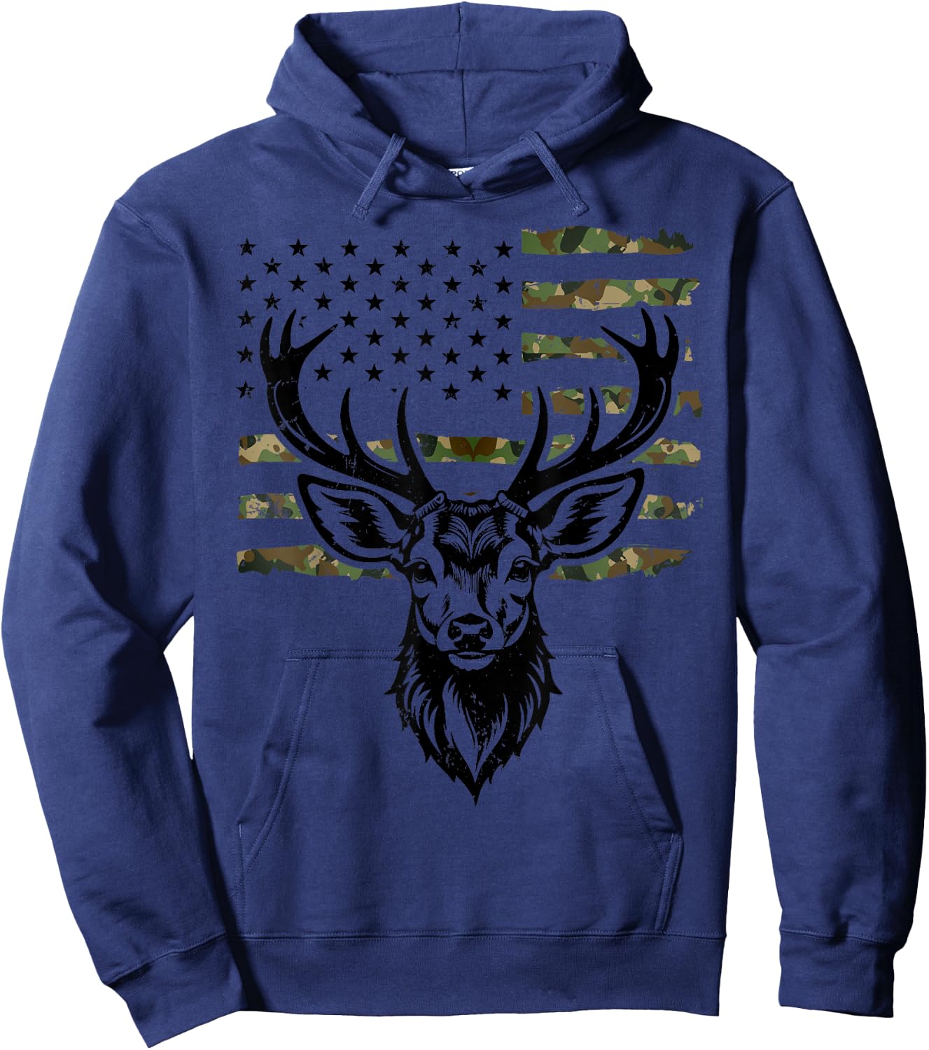 American flag deer hunting USA hunt vintage design for dad Hoodie - Hoodie | Navy