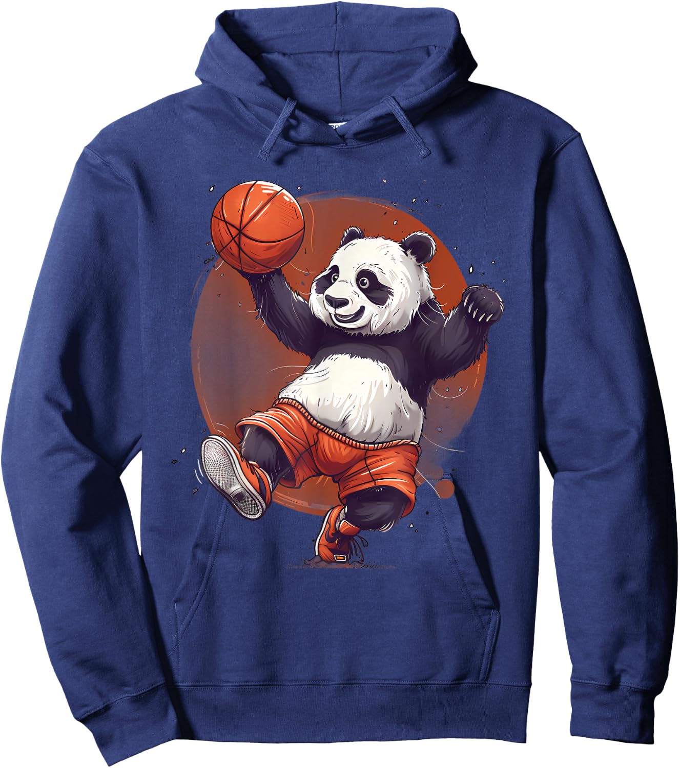 Basketball Bear Panda Basketball Hoop Drawing Animal Art Hoodie - Hoodie | Navy