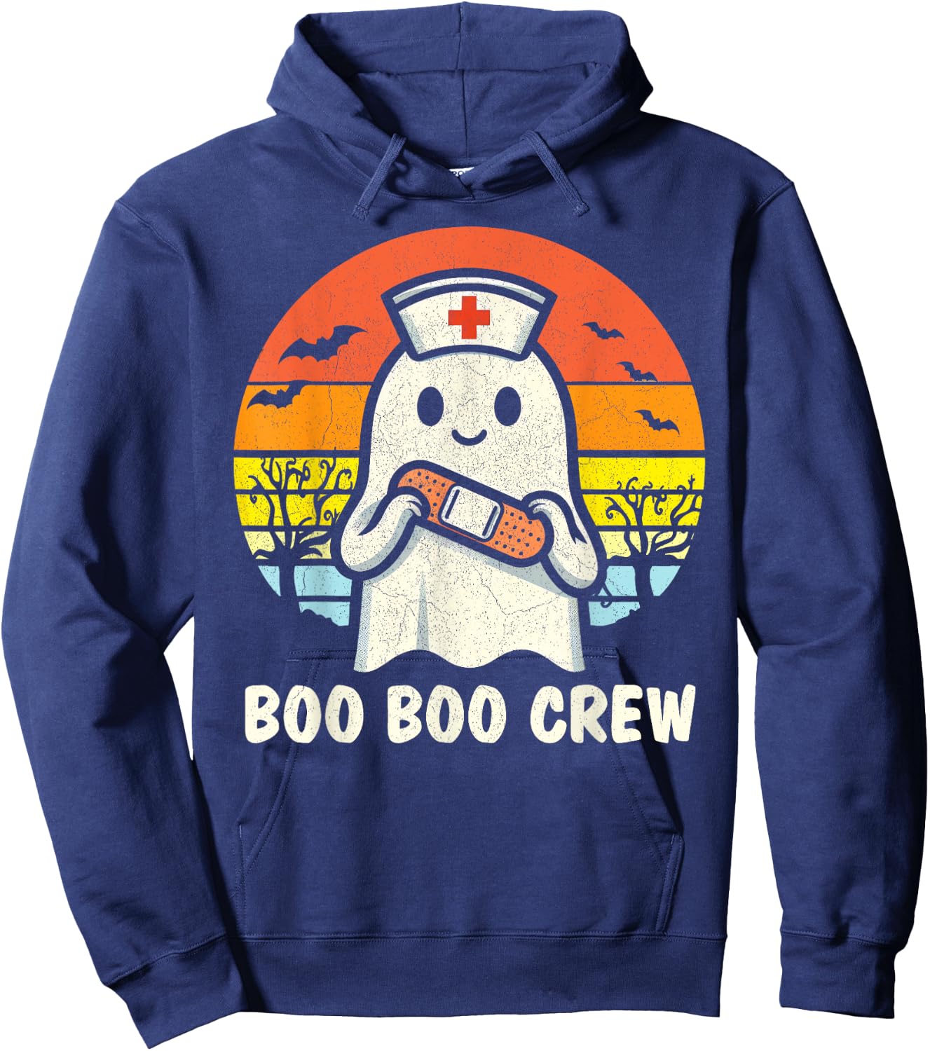 Boo Boo Crew Halloween Nurse Shirts Women Ghost Halloween Hoodie - Hoodie | Navy