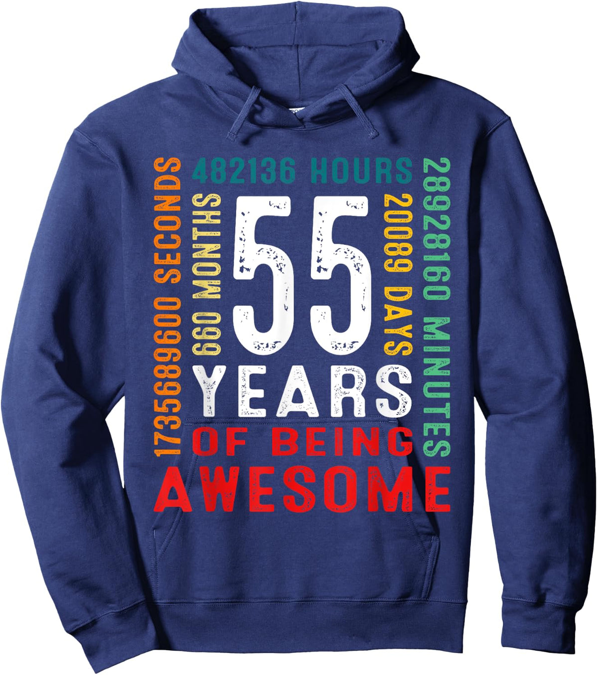 55 Years Old Vintage Retro 55th Birthday Gifts 660 Months Hoodie - Hoodie | Navy