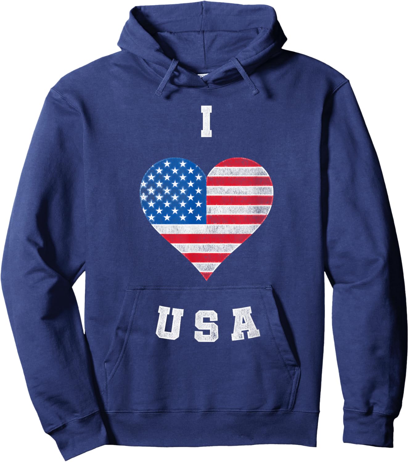 I Heart USA, I Love USA, America Patriotic 4th July Hoodie - Hoodie | Navy