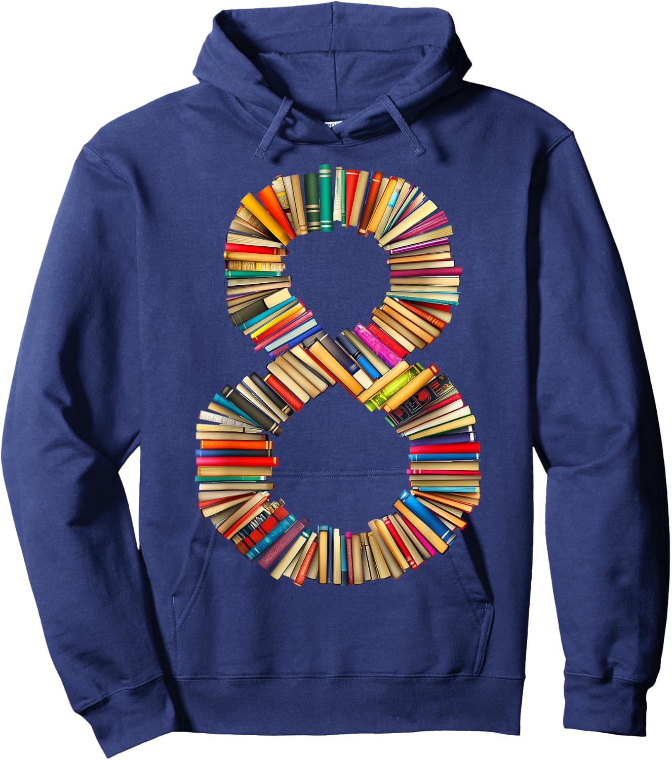 Fun 8th Birthday Books Themed 8 Years Old Boys Kids Girls Hoodie - Hoodie | Navy