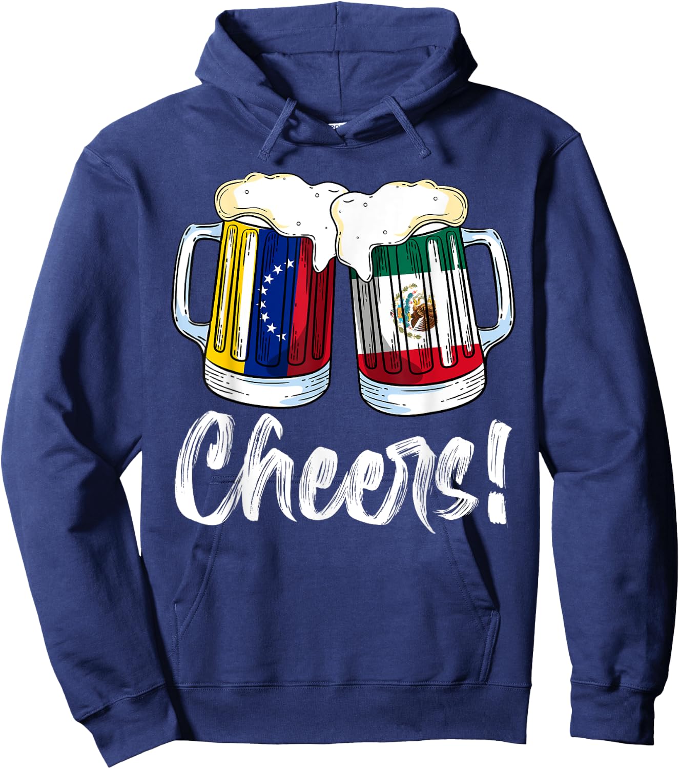 Cheers Beer Mexico Venezuela Flag Hispanic Heritage Month Hoodie - Hoodie | Navy