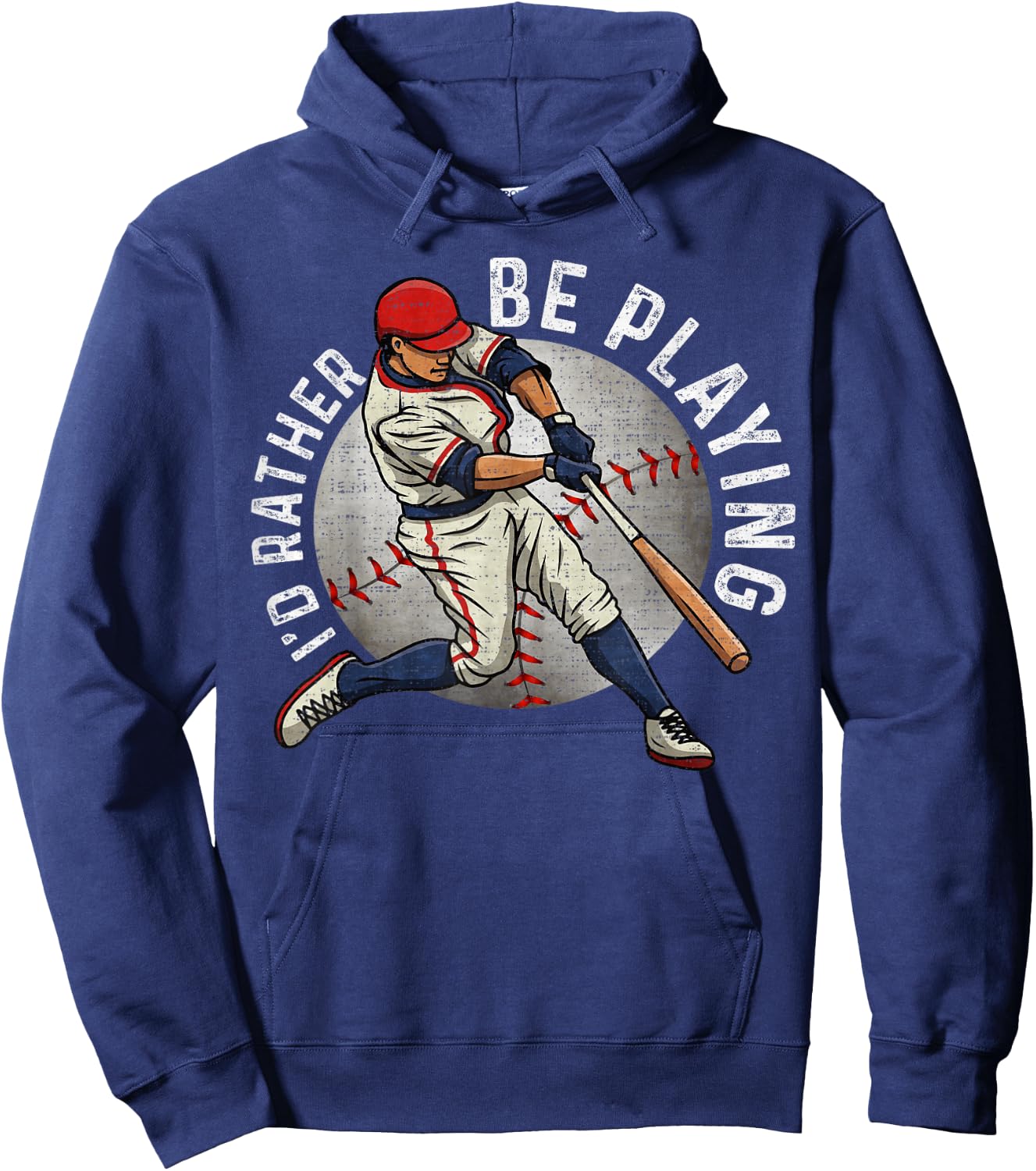 Vintage I'd Rather Be Playing, Baseball Player Lover Hoodie - Hoodie | Navy