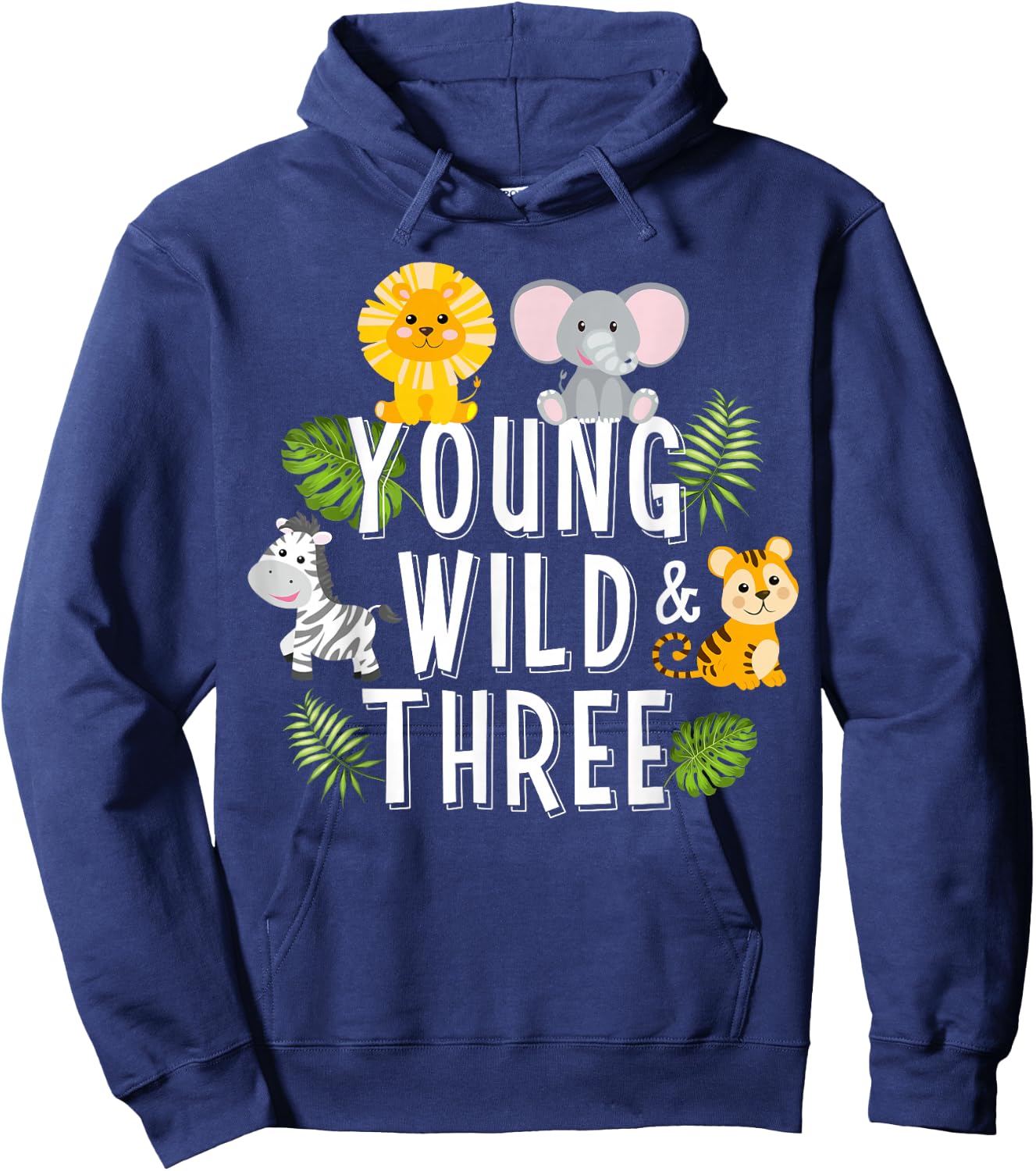 Young Wild and Three Girls 3rd Birthday Funny for Son Boys Hoodie - Hoodie | Navy