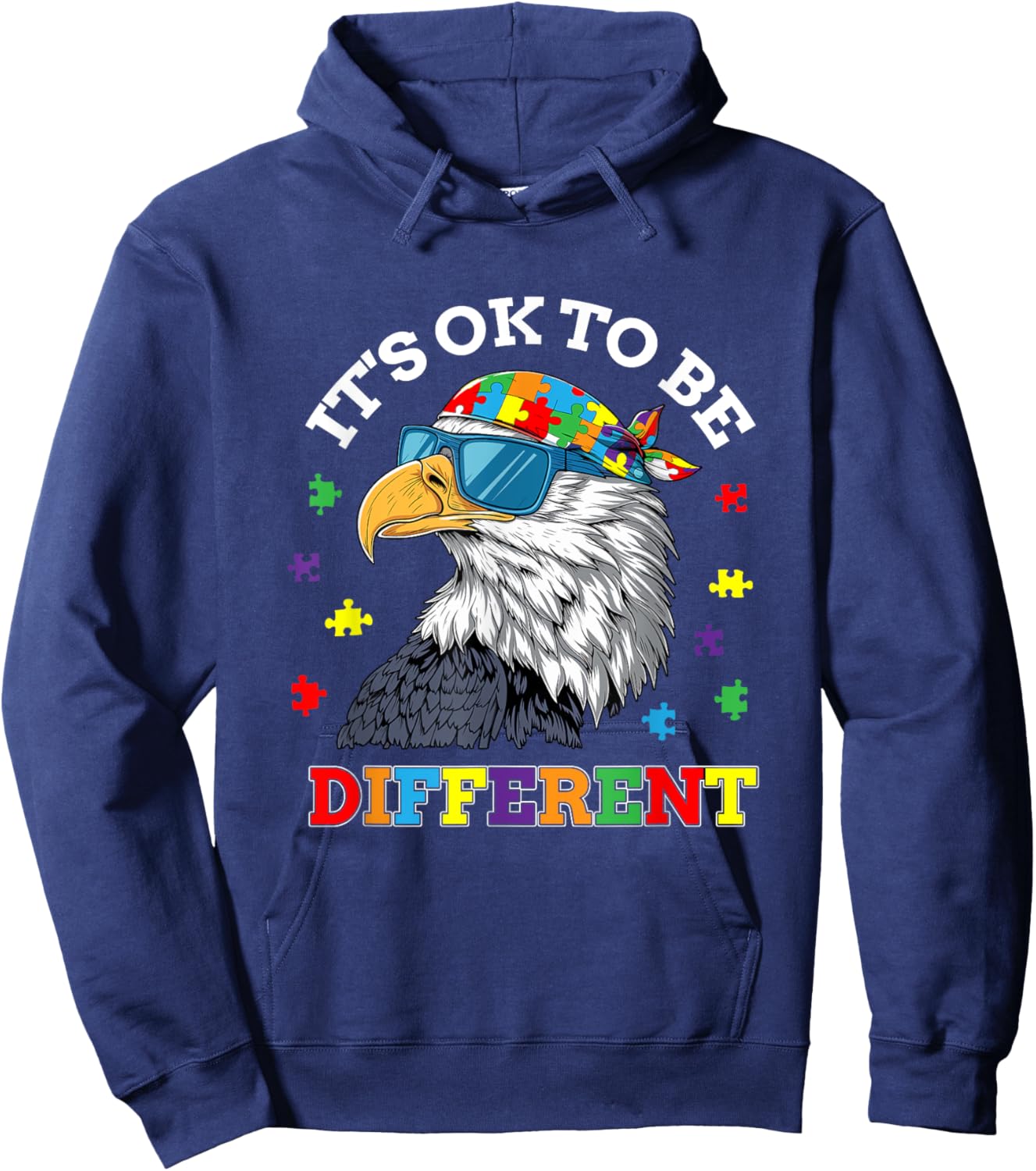 OK to Be Different Autism Awareness Eagle Hoodie - Hoodie | Navy