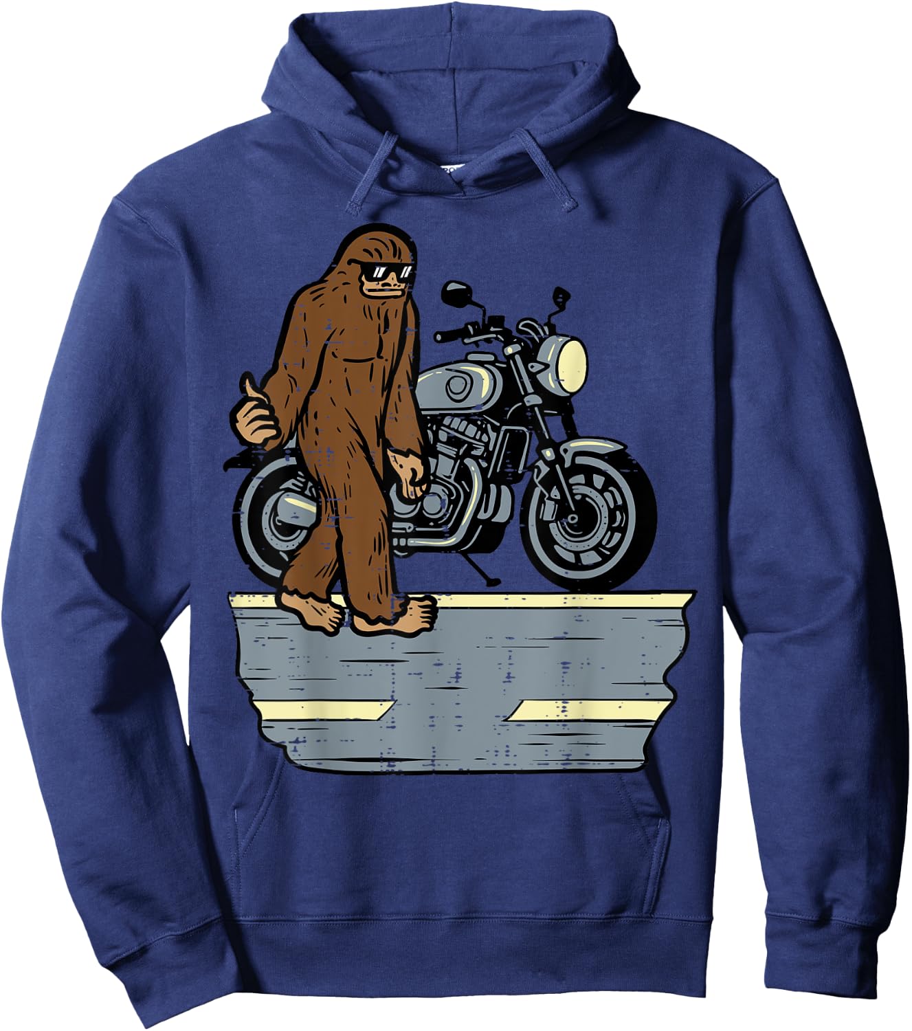 Biker Bigfoot Sasquatch Motorcycle Motorbike Men Kids Women Hoodie - Hoodie | Navy