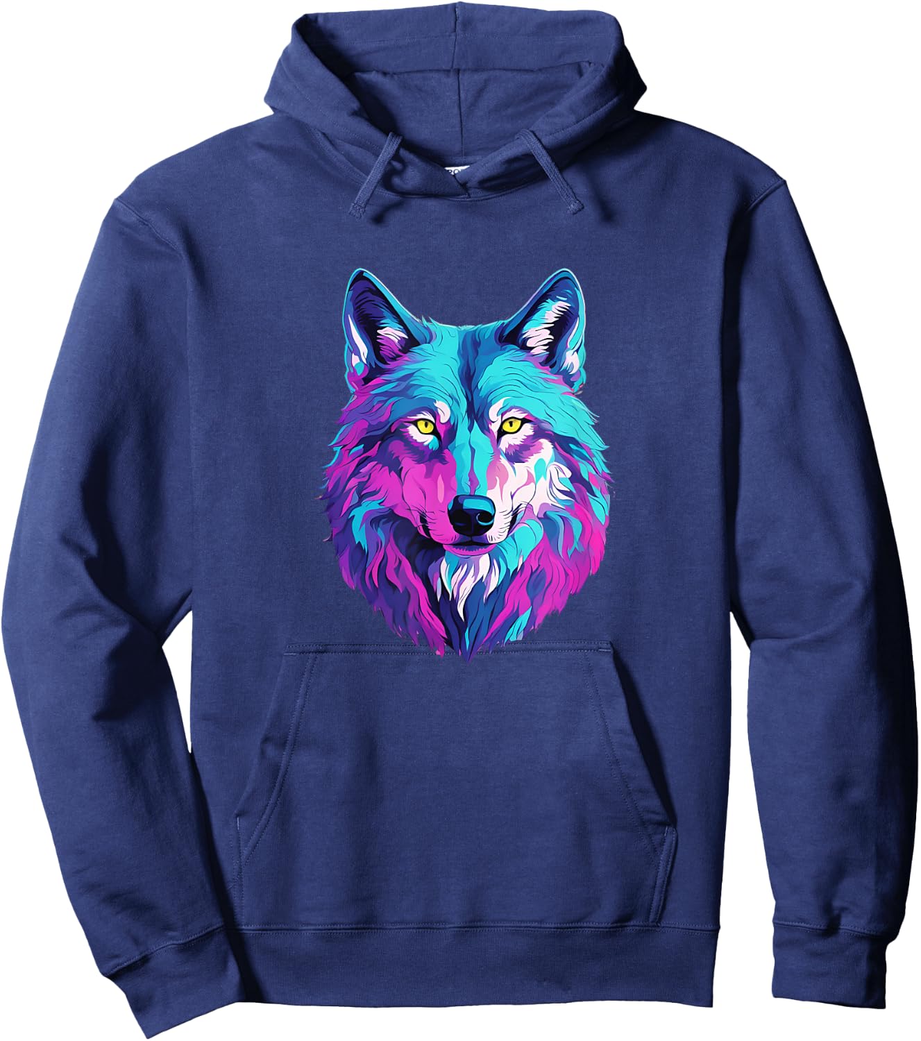 Vibrant Multicolored Wolf Hoodie - Hoodie | Navy