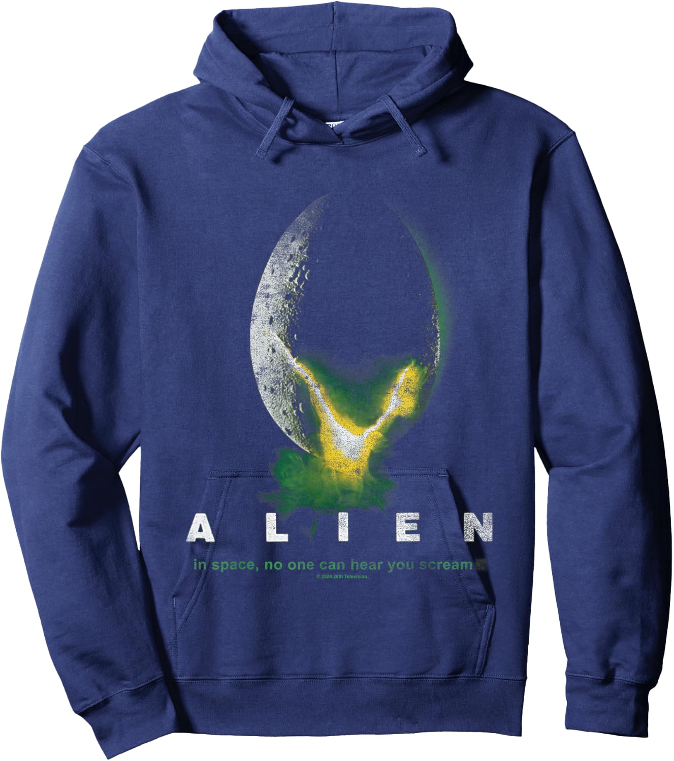 Aliens In Space No One Can Hear You Scream Distressed Logo Hoodie - Hoodie | Navy