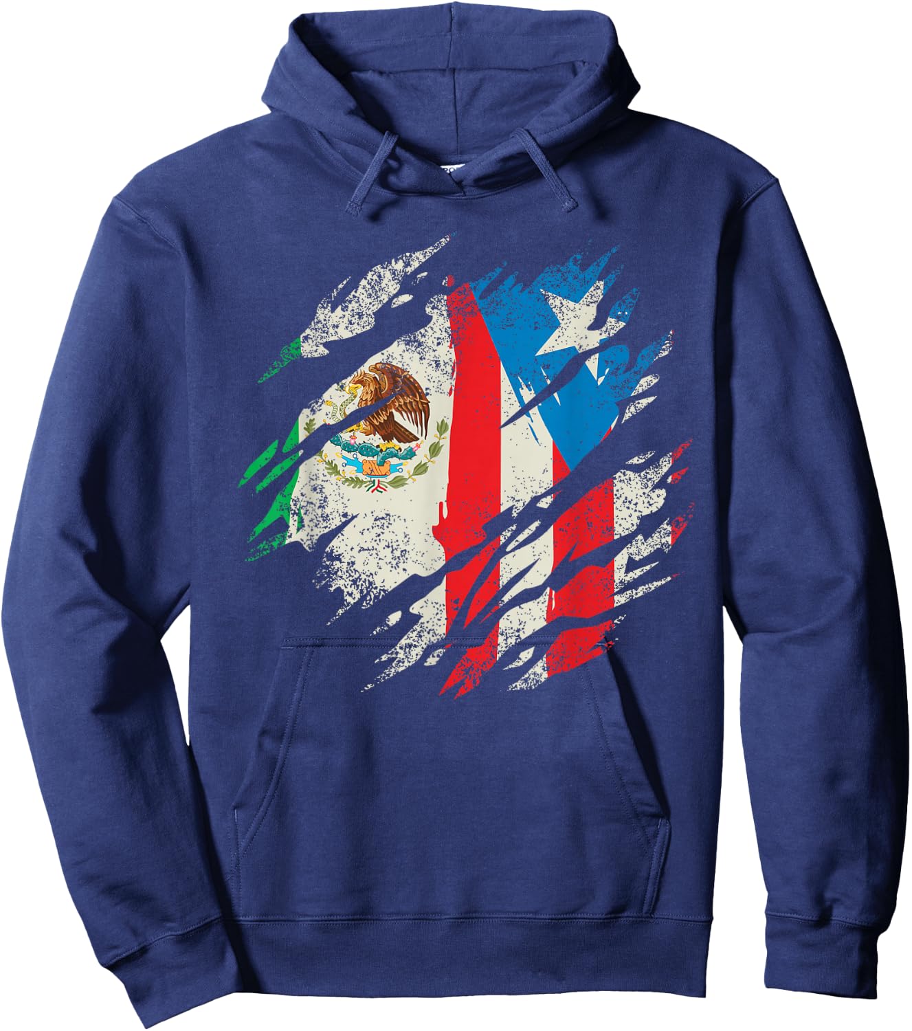 Mexican Puerto Rican Flag Puerto Rico Mexico Hispanic Retro Hoodie - Hoodie | Navy