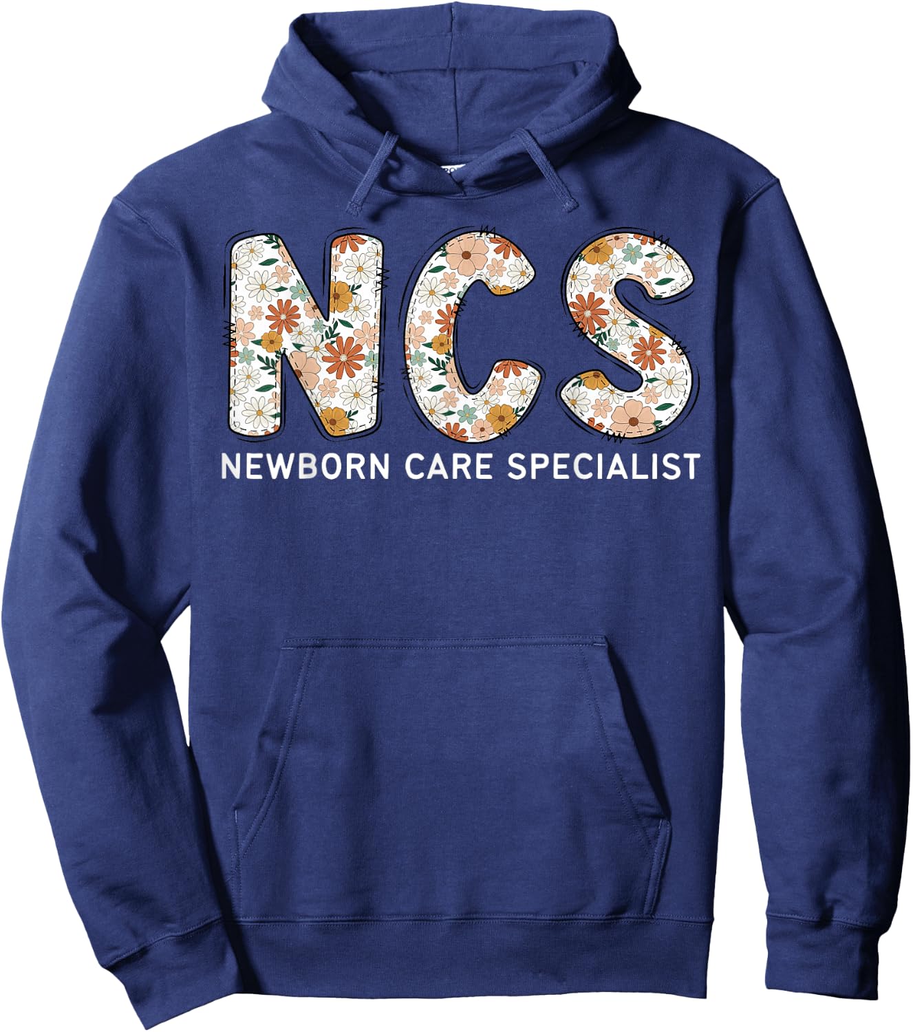 NCS Newborn Care Specialist Boho Floral Mother Baby Nurse Hoodie - Hoodie | Navy