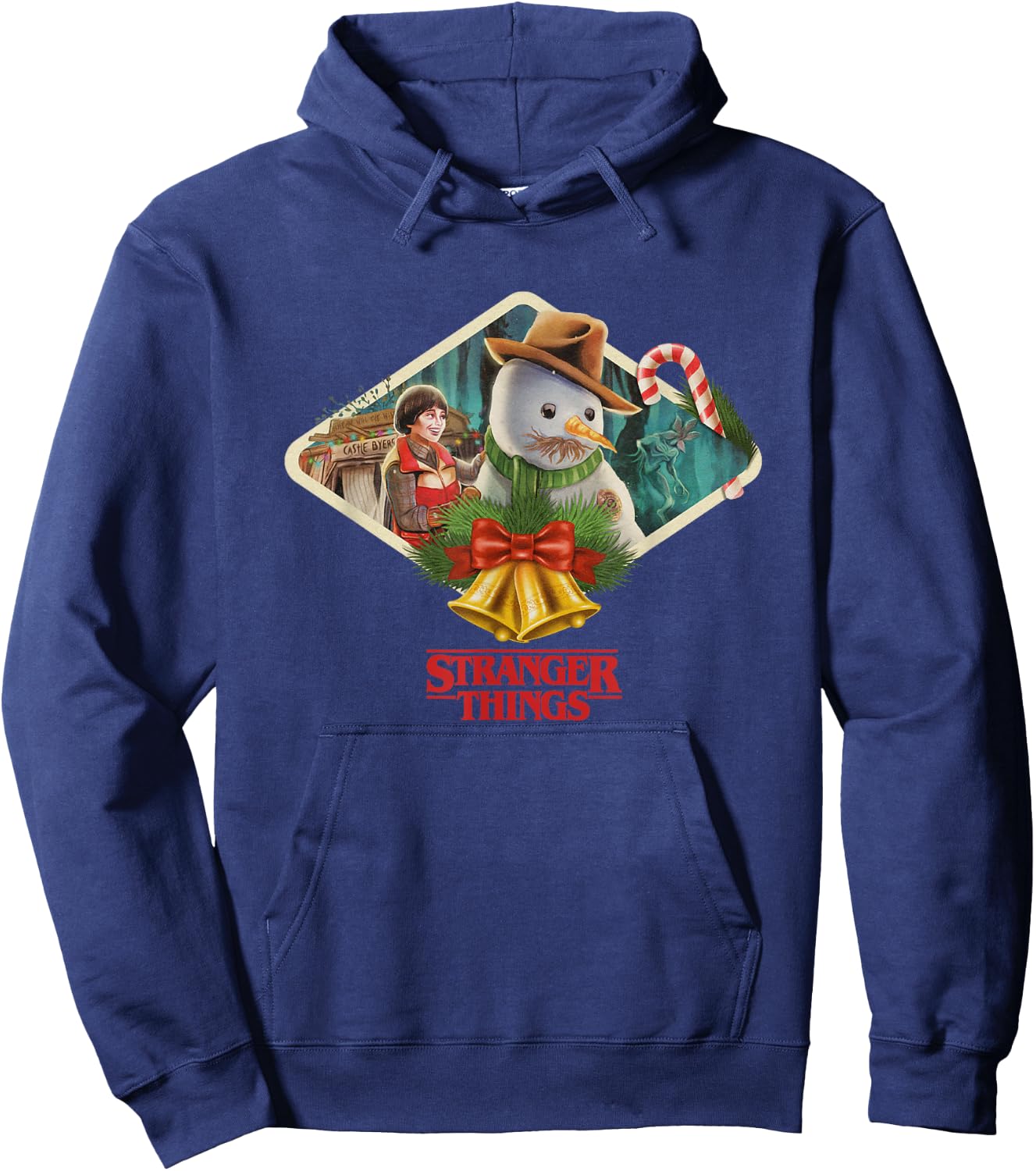 Stranger Things Christmas Will & Snowman Big Chest Frame Hoodie - Hoodie | Navy