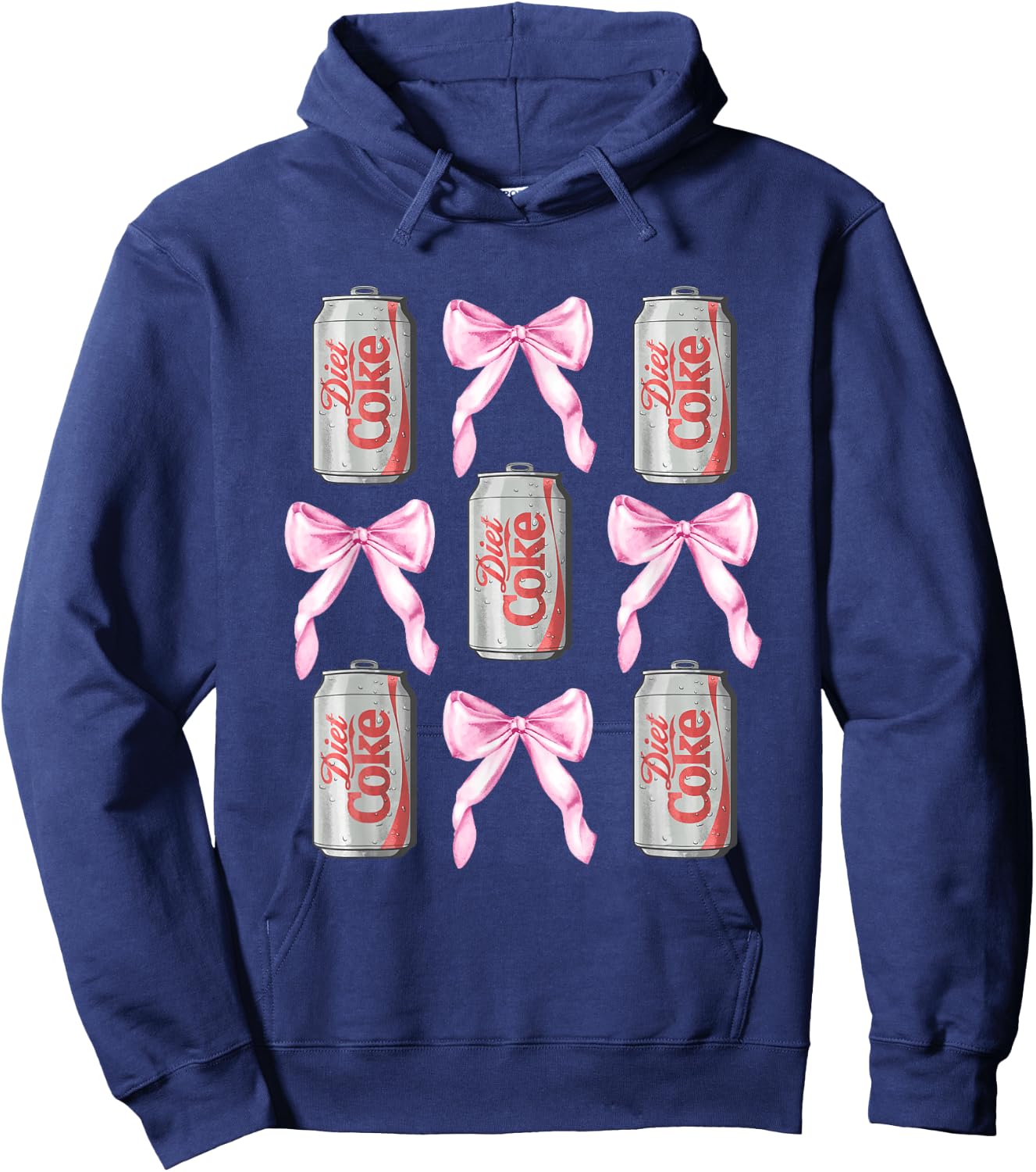 Coca-Cola Diet Coke & Pink Bows Collage Logo Vintage Hoodie - Hoodie | Navy
