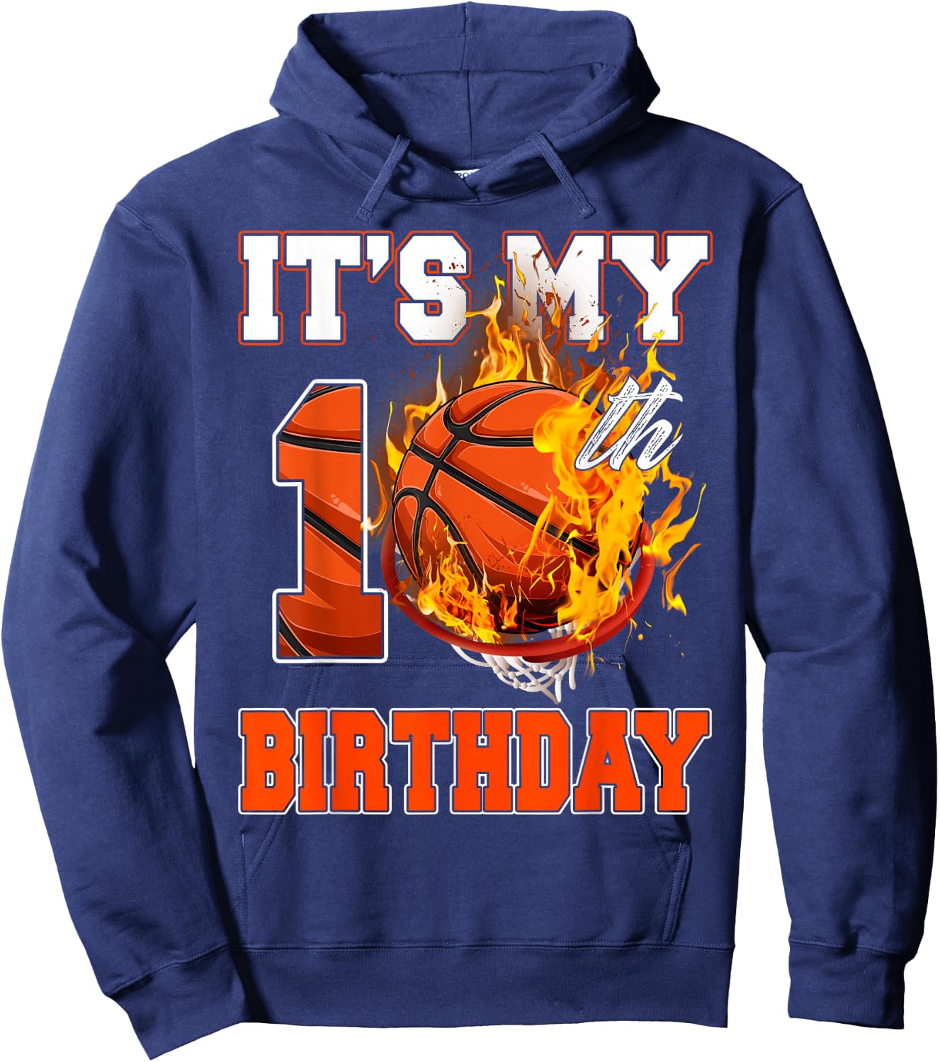 Funny It's My 10th Birthday 10 Years Old Basketball Ball Boy Hoodie - Hoodie | Navy