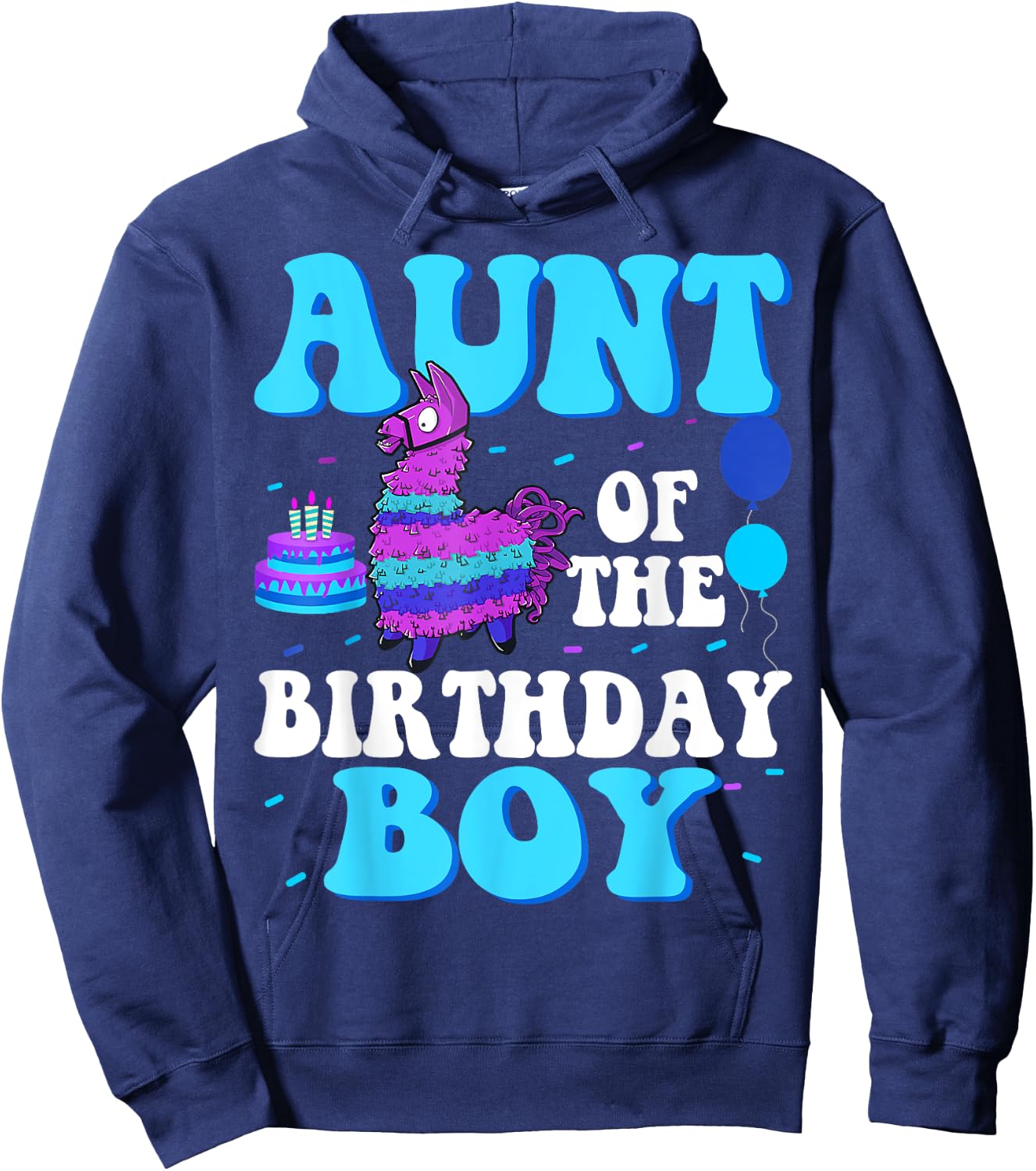 Aunt Of The Birthday Boy Llama Mom And Dad Family Party Hoodie - Hoodie | Navy