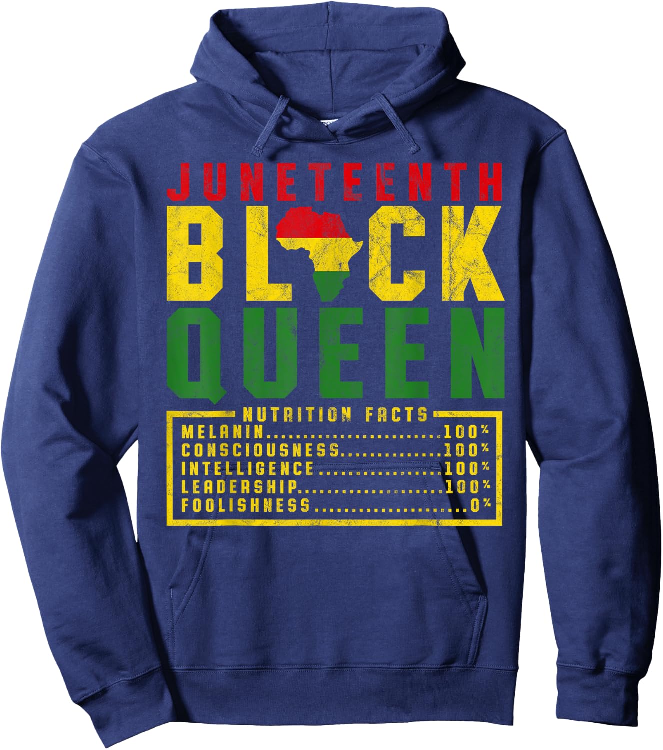 Juneteenth Women's Black Queen Diet Melanin Black Pride Hoodie - Hoodie | Navy