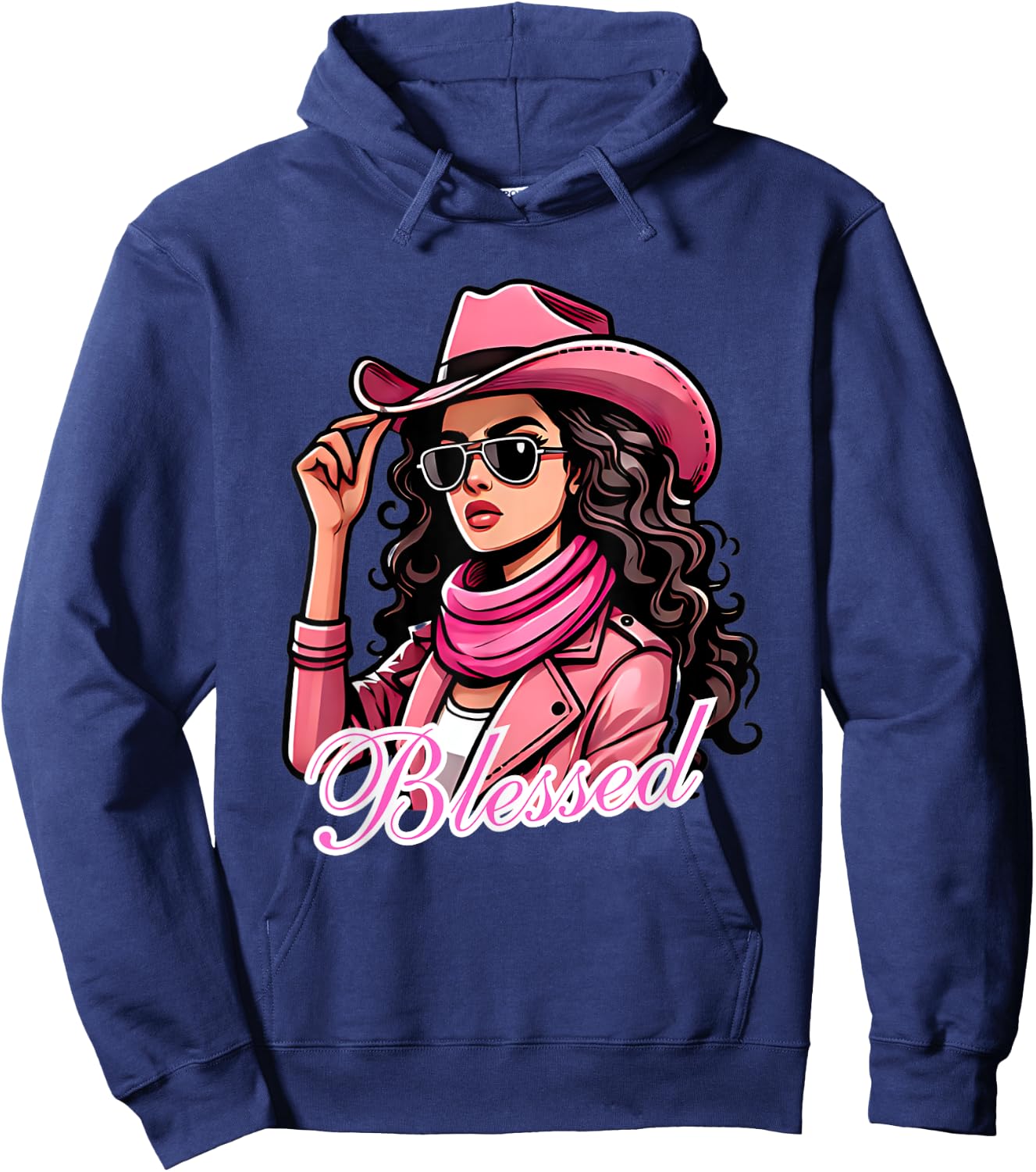 Blessed Black Cowgirl Western Swag African Christian Woman Hoodie - Hoodie | Navy